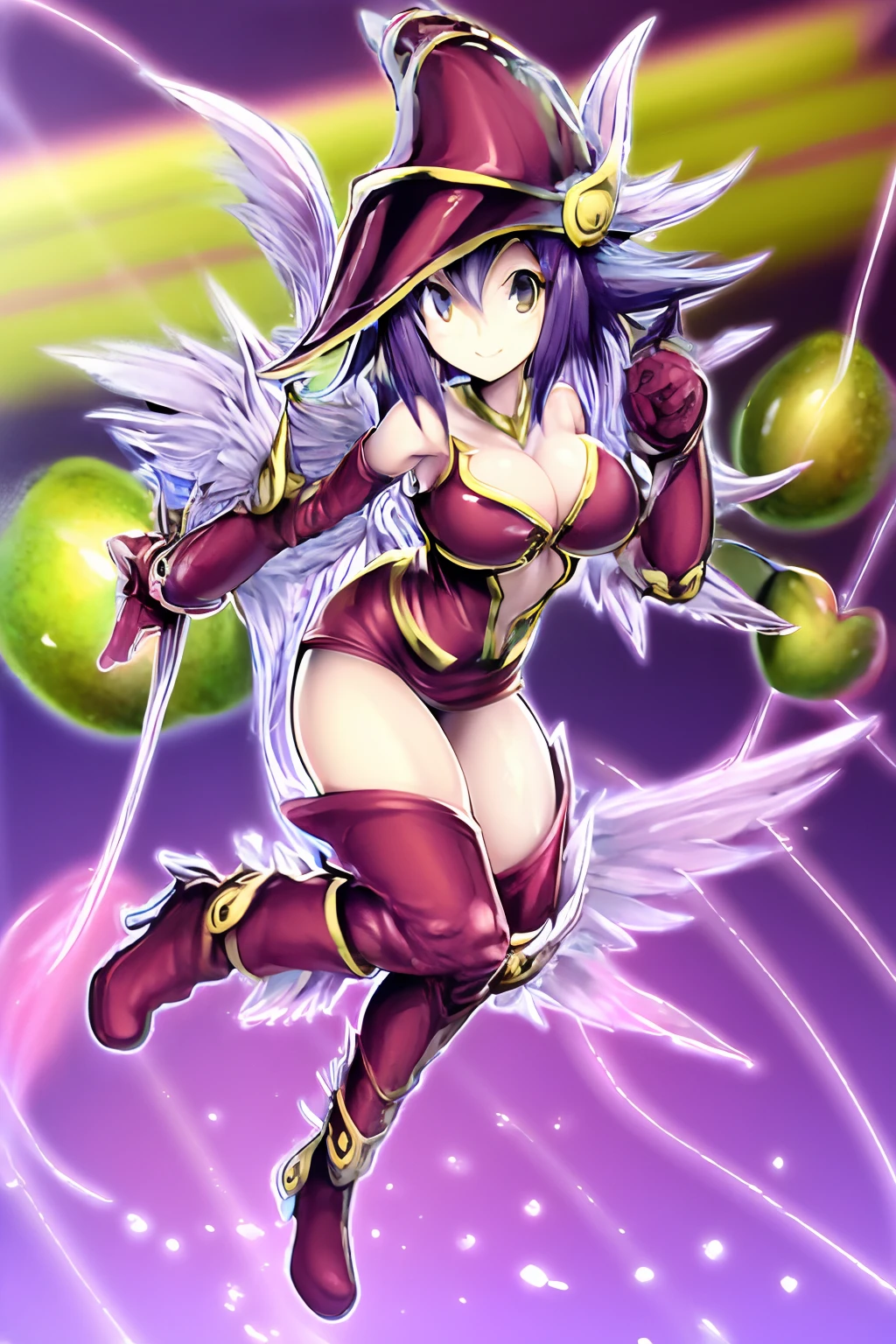 obra maestra, La mejor calidad, 1niña Apple magician girl:1 Discordia, solamente, cabello azul:2, pelo corto:3, vestido rojo:4, Ethereal lilac wings:5  fondo de Sirculos de magia, dynamic  pose:6 Chica maga de manzana sexy. Hot. Alta calidad. Photo resolution, The best 4k resolution.