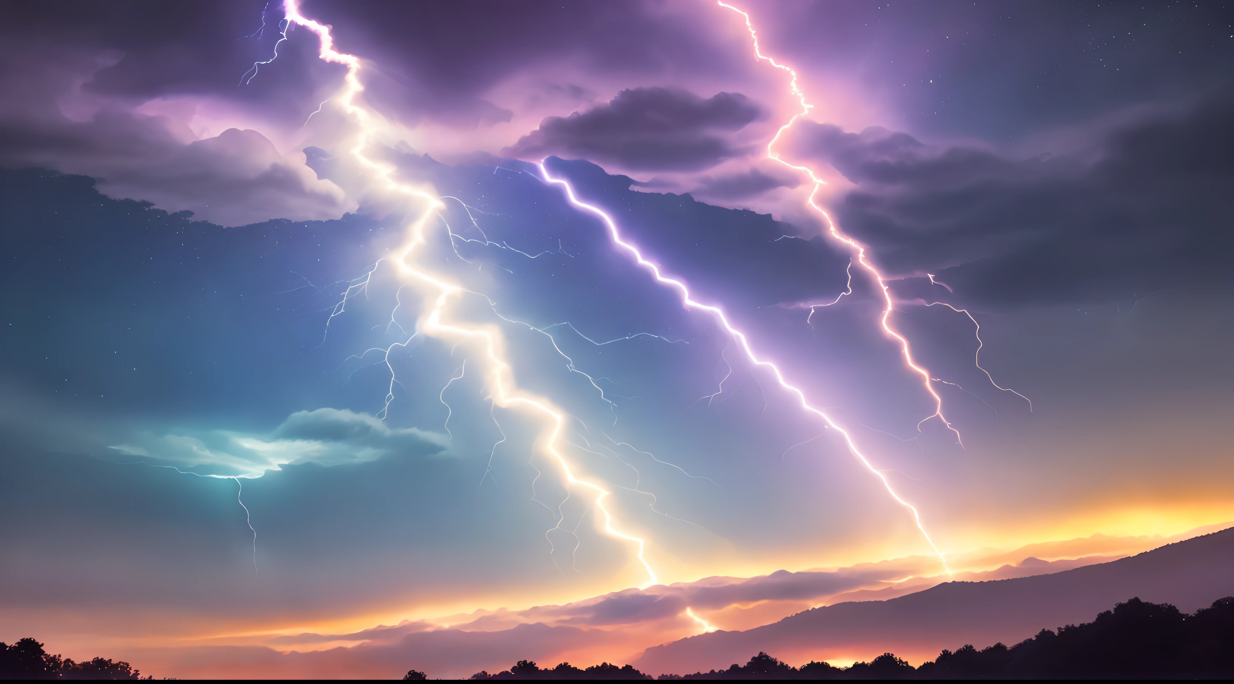 lightning bolt.lightning bolt.lightning bolt.Brightly colored sky with twinkling stars.high quarity.Super delicate.