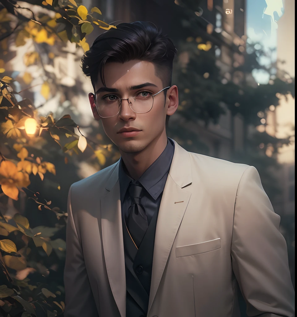 A boy is tanding 20 years in suit and tie, body and head straight in the photo, DSRL, facing the viewer of the photo, eyes fixed to the lens, appears shoulders and head in the photo, man centered in the photo, 8k, best quality, masterpiece, realistic, realistic photo, movie photo, ultra realistic, 1 person, detailed, Perfect lighting, DSRL, professional photo, 4k