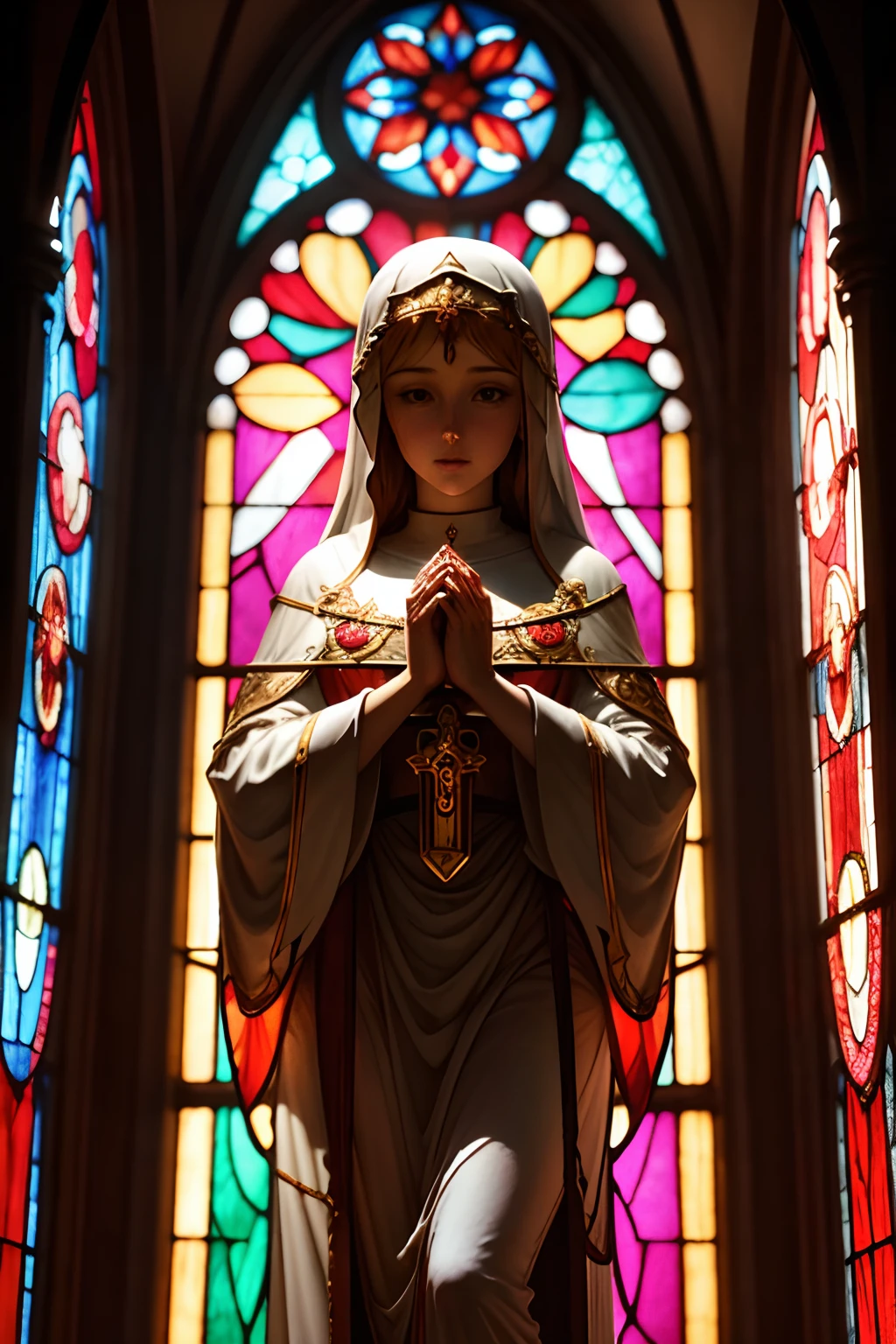 stained glass virgin mary