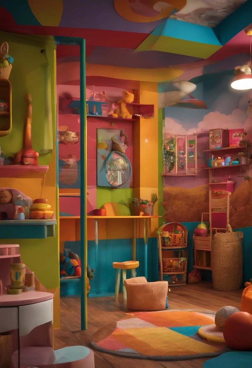 crie um fundo infantil, cores animadas para uma loja de utilidades, com o nome de Bastos Utilidades