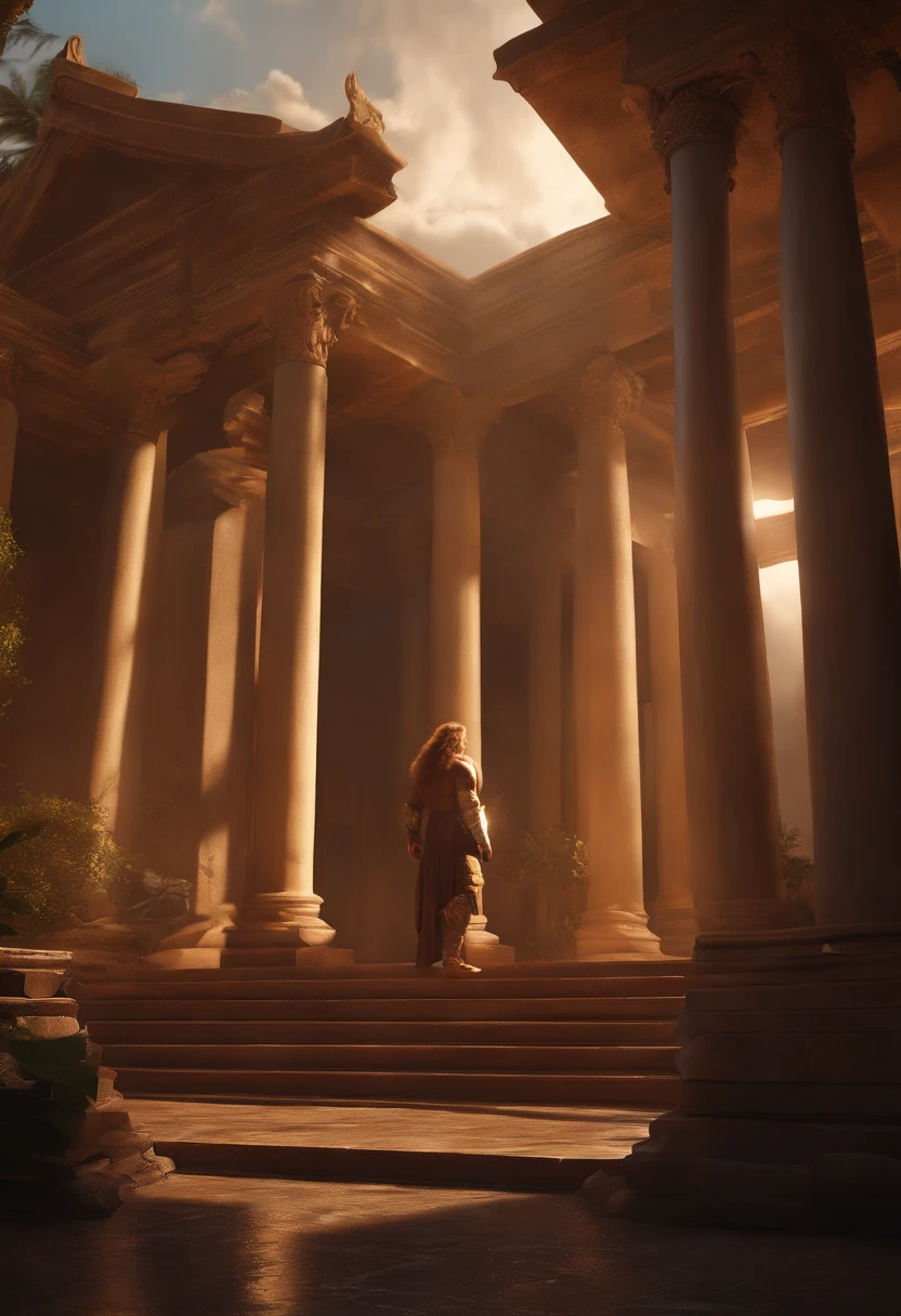 (Professional 3D rendering:1.3) de (Realistic:1.3) Foto de arte mais bonita do mundo,Features soft, bright male heroes, ((Epic Fantasy Hero, Muscular Rough Man, Angry Wet Hero Looking Long Hair, Short Beard And Fierce Expression Knocking Down Columns Of A Temple, On the ground fantastic location, majestoso ambiente desordenado)), Full-body 8k unified rendering, action shot, poros da pele, very dark lighting, sombreamento pesado, circunstanciado, Rosto detalhado, (vibrante, fotogrdeia realista, Realistic, Dramatic, Escuro, foco nítido, 8k), (Old leather clothes damaged by bad weather:1.4), ((((Use peles)))), (intrincado:1.4), decadente, (altamente detalhado:1.4), pintura digital, rendering by octane, art stations, Conceito-Arte, liso, foco nítido, illustration, germe da arte, (Loish:0.23), Wlop Ilya Kuvshinov, e Greg Rutkowski e Alphonse Mucha Gracias, (global ilumination, studiolight, Light Volumetric), chuva forte, floating particles, patife, fantasia, Onze, corpo inteiroesbian, ((Fundo escuro e antigo da cidade:1.3)),CGSesociedade,art stations
