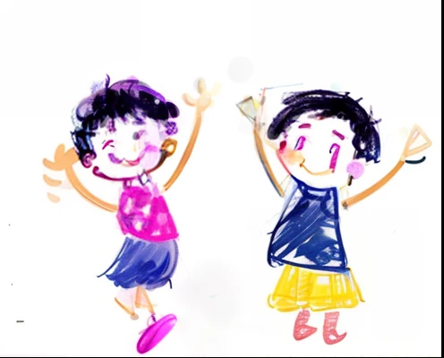 Drawing of two children with arms up and hands out, desenho infantil, kids drawing, kids drawing, childrens, children drawing, child's drawing, a child's drawing, figuras de pau, imagem dos desenhos animados, desenho infantil, desenho infantil, children illustration, Divirta-se, based on child's drawing, imagem desenhada, Drawing for children, divertindo-se