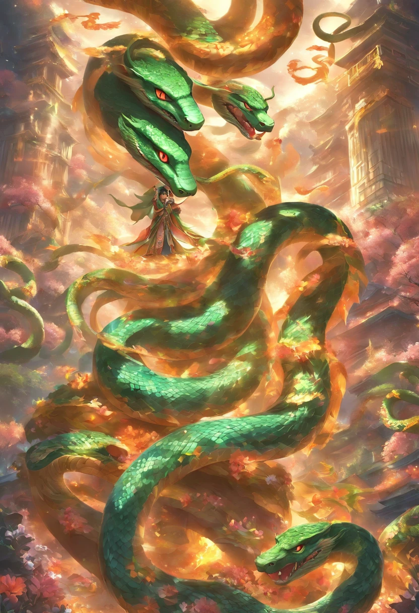 (((Serpent))) best quality, ultra-high resolution, 4K detailed CG, masterpiece, Krishna, Hindu god,snake,on top of the snake, Hindu mythology,((on top of the serpent)), Hindu image , aesthetic, screen-centric
