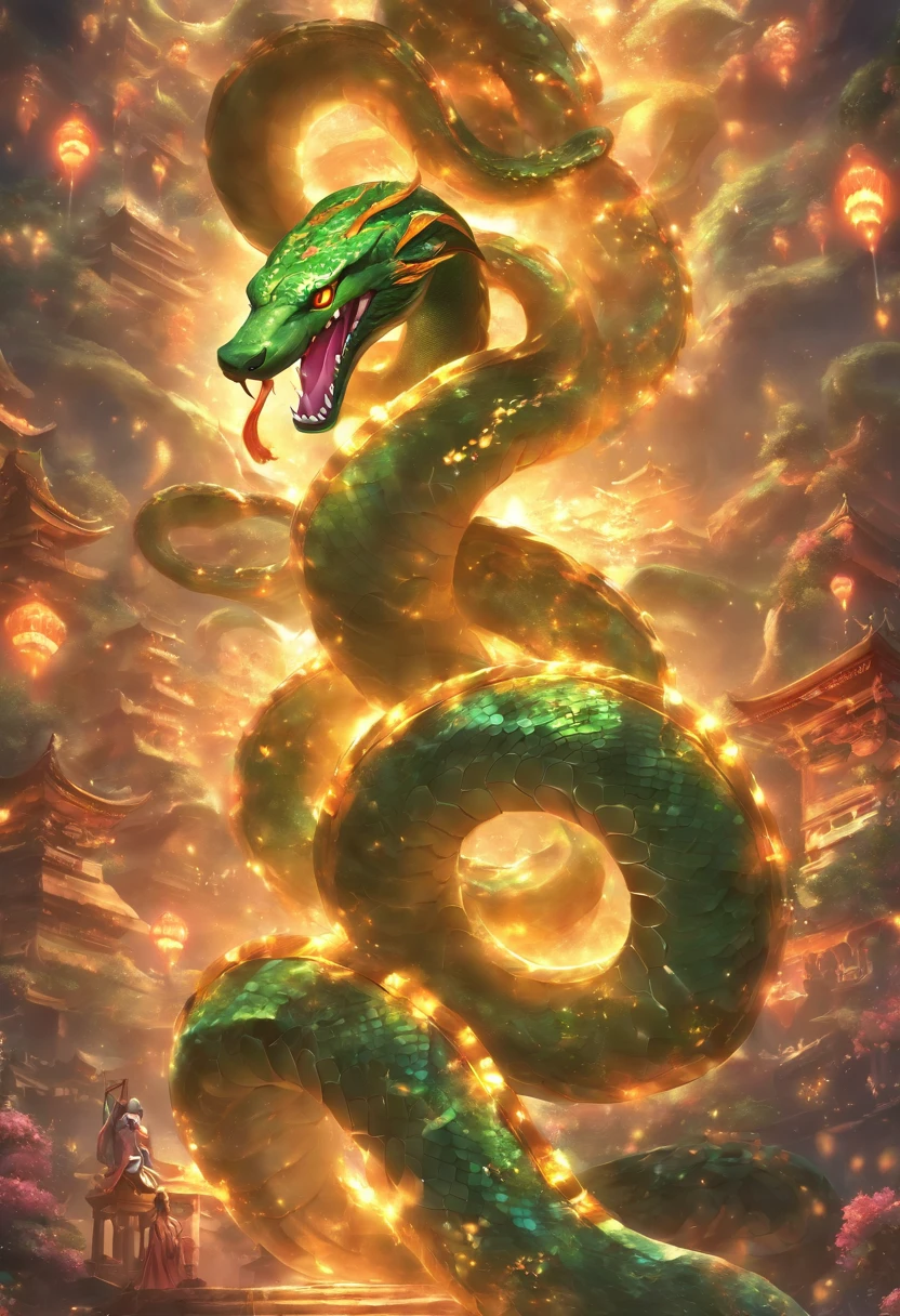 (((Serpent))) best quality, ultra-high resolution, 4K detailed CG, masterpiece, Krishna, Hindu god,snake,on top of the snake, Hindu mythology,((on top of the serpent)), Hindu image , aesthetic, screen-centric