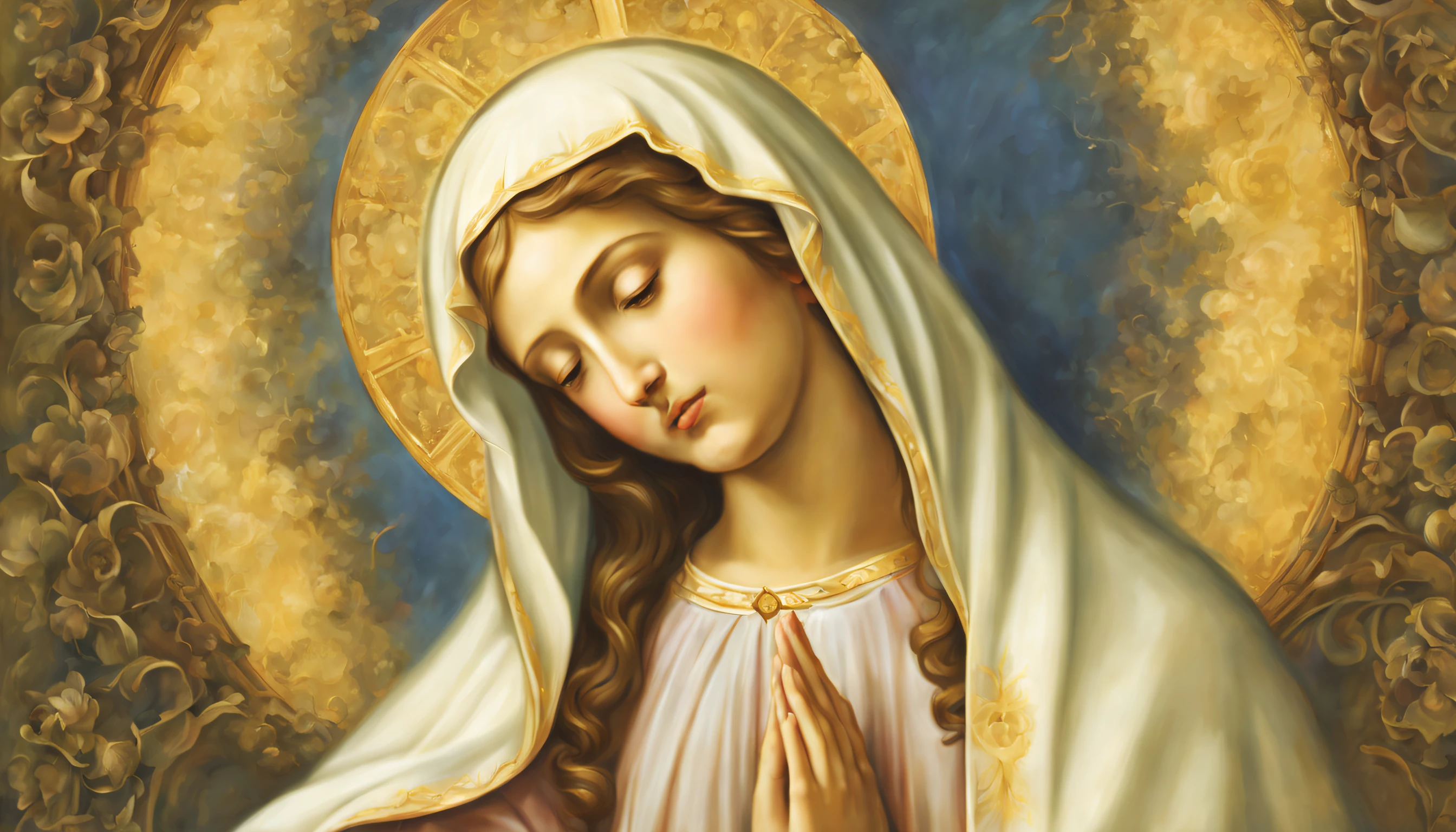 Color fullbody photograph of Saint Catherine of Siena (medieval italian stunning beauty face) (((beautiful young clerical lady about 19 years old))), Beautiful Art, painting of beautiful, Beautiful depiction,, Catholic Religious Art, rosen maiden, Sacred and beautiful, with a blue background, Boregov, guweiz masterpiece, religious art, Christian art, religious painting. Directors: Pedro Almodóvar, Guillermo del Toro Cinematographers: Rodrigo Prieto, Emmanuel Lubezki Photographers: Annie Leibovitz, Mario Testino Fashion Designers: Valentino, Elie Saab.