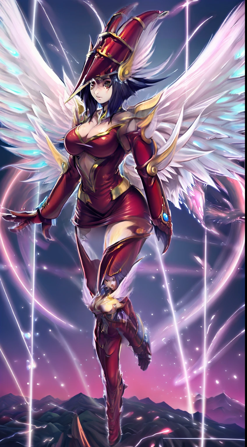 Una mujer con un vestido rojo parada frente a un fuego, Apple magician girl, Arte detallado de alta calidad 8K, digital fantasy art ), Tendencias en CGVatstation, Hermosa y elegante reina demonio, Fantasy art style, 2. 5 d cgi anime fantasy artwork, chinese fantasy, Epic Fantasy Art Style HD, epic exquisite character art, Fanart Mejor ArtStation