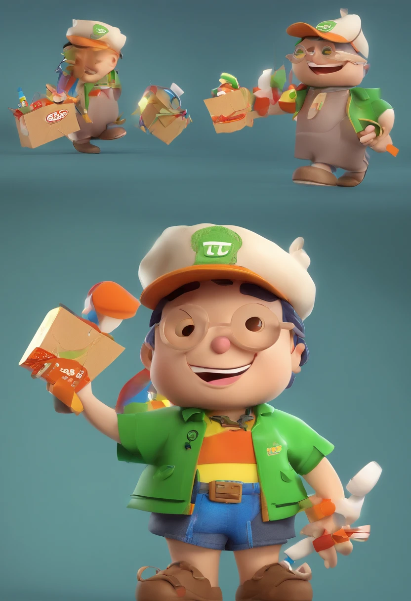 gato fofinho, ..3d, Pelo branco, olhos verdes, bonnet, camisa verde, Botas, Holding boxes in hand, bonito 3 d render, 3 d render stylized, painting digital adorable, toon render keyshot, Maxwell render, arte digital detalhada bonito, 3 d character render, Personagem altamente detalhado, Stylized as a rendering ..3d, 3d rendering stylized, truck driver! c4d