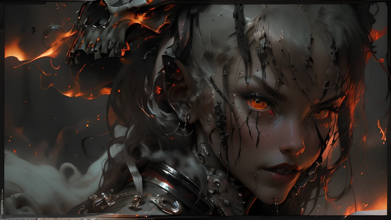 1_The woman, Demoness, full height, very extremely beautiful, Long hair, Smooth cleaning, White Skin Skin. Photorealistic , Cinematic picture , high detail , dynamic, Expressive image , detailed skin texture , Graceful figure , Sexy Lucifer Girl , Tatoo , The Dark Angel of the Underworld , Otherworldly gloomy image , Different world , The Vampire Chronicles by Brian Lumley , gustave dore , The Divine Hell of Dante Alighieri , Italian Renaissance, Great art. Magic and cyberpunk merged into one. warm colours, Contrasting light with cold backlight on the side, Expression of volume and shape, качественная 3D визуализация, Rendering, tmasterpiece. Top Quality , Prehistory of the bones of the skull , Horror style , Darkened , Grainy , hazy .
2_The grace of her body, grace, perfect figure, Dark textured silhouette, high-quality 3D modeling, Dark image,
a woman long hair, to the waist, black metal, tight leather pants, Rockstar, Demonic image, Body in tattoos, The Vampire Chronicles, corset belts, Body clasps and clasps, Knives, skulls, dice, woven into her armor, Warrior of Darkness , Hell's Angel.
3_High image quality, 4k | Ultra HD | Full HD, cinematic rendering, 3D визуализация - шедевр, TOP computer graphics ART. Full-length rendering of Unity 8K, Motion Capture, pores skin, Dark lighting, Strong shading, Detailed, Detailed Face (Bright, Photorealistic, Realistic, dramatic, Dark, sharp-focus, 8K). Highly detailed textures, cloth, material, Leather, Metal, Cadaveric decomposition, bones, skulls. texture, hiquality, (Grayscale, Red, black, Nuts and bolts., Metallic luster), Magic chest amulets, Kabbalistic symbols. Film grain, Dust and particles in the air.
4_ Background environment; Another world - Hell, River Styx, Souls of dead sinners, Gorges with red-hot magma, red light, In a dark grotto, darkness)!. studio light, side, Koh