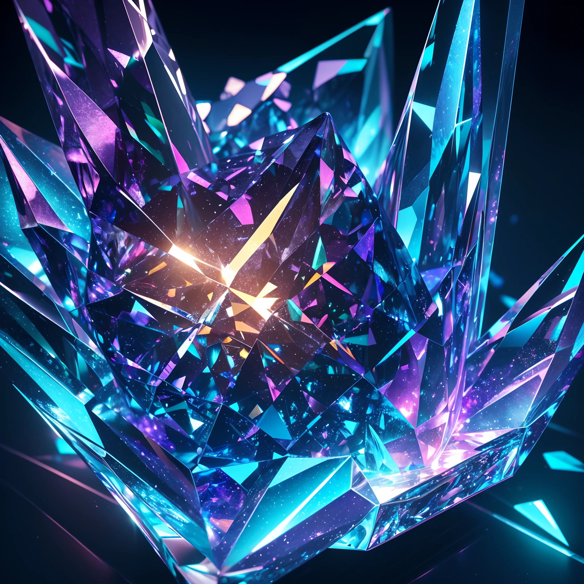 (best quality,4k,8k,highres,masterpiece:1.2),ultra-detailed, crystal, gem, shiny, neon lights, glass, landscape, studio lighting, vivid colors, sharp focus, HDR, no people, fractal, design, symmetrical