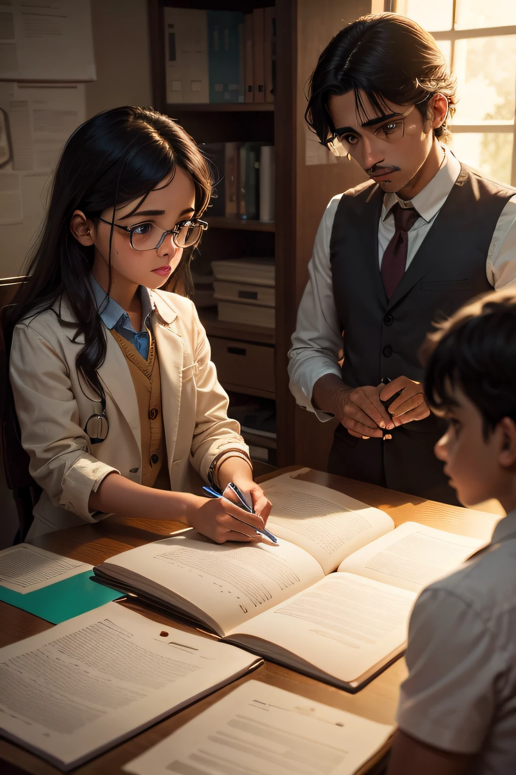 Decididos a ajudar, The three friends went to the lab and offered to investigate the case. O Dr. Miguel took on the determination and knowledge of the children and accepted their help.