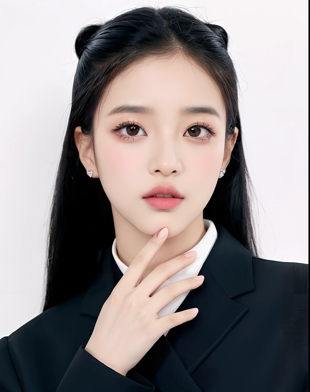 um close up de uma mulher com uma jaqueta preta e uma camisa branca, Retrato Jisoo Blackpink, Jisoo do Blackpink, jisoo do blackpink, Sha Xi, Lee Ji-eun, Lee Ji - Eun, Li Zixin, jia, Hwang SE - EM, Retrato de Jossi de Blackpink, inspirado por Kim Jeong-hui, Parque Ji-min, Heonhwa Choe