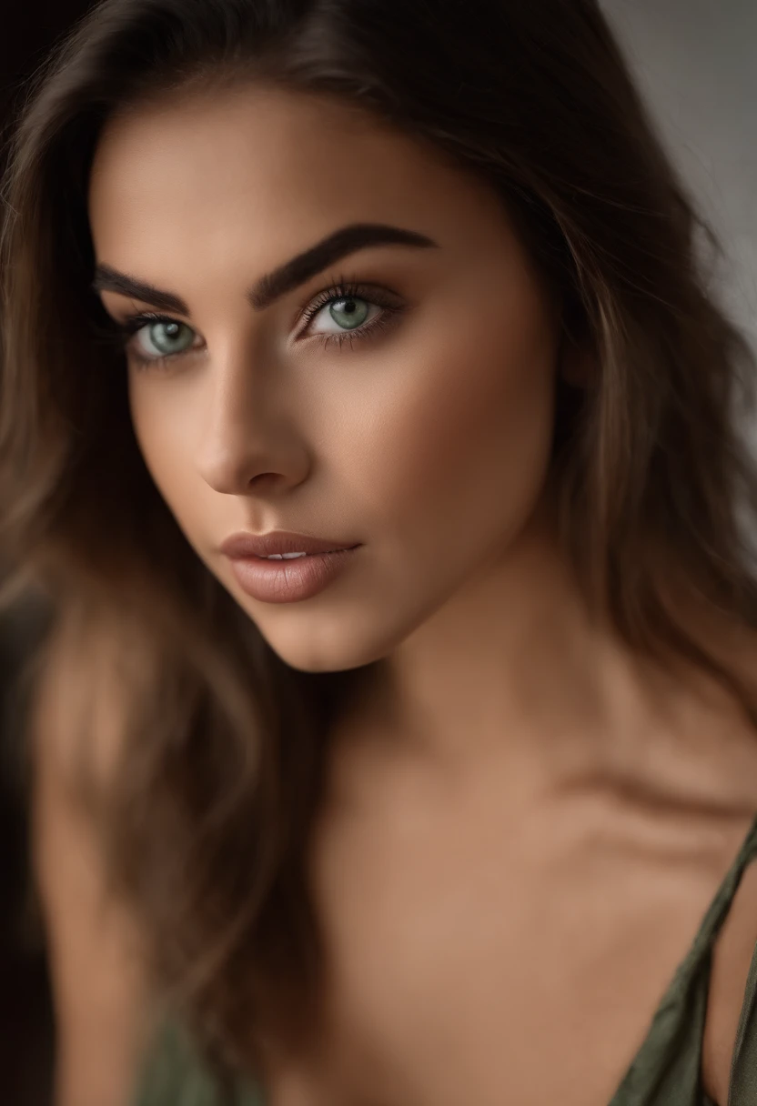 Arafed Mujer con una camiseta blanca sin mangas y un collar, Chica sexy con ojos verdes, Retrato Sophie Mudd, brown hair and large eyes, selfie de una mujer joven, Ojos del dormitorio, Violeta Myers, sin maquillaje, Maquillaje natural, staring directly into camera, cara con artgram, maquillaje sutil, Impresionante foto de cuerpo completo, penetrantes ojos verdes, beautiful angle, Pose atractiva, Cute little girl, pose sexy, Imagen de cuerpo entero, cuerpo completo, full body shoot, Diosa morena, High detail, Pose satisfecha, pantalones de cuero