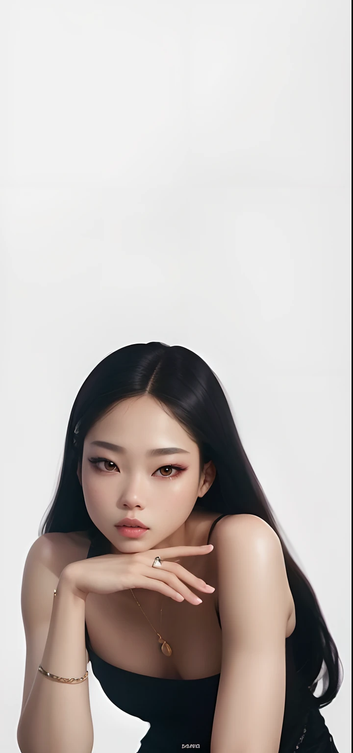 um close up de uma mulher com cabelos longos e vermelhos posando para uma foto, jennie blackpink, piercings no rosto e pele limpa.