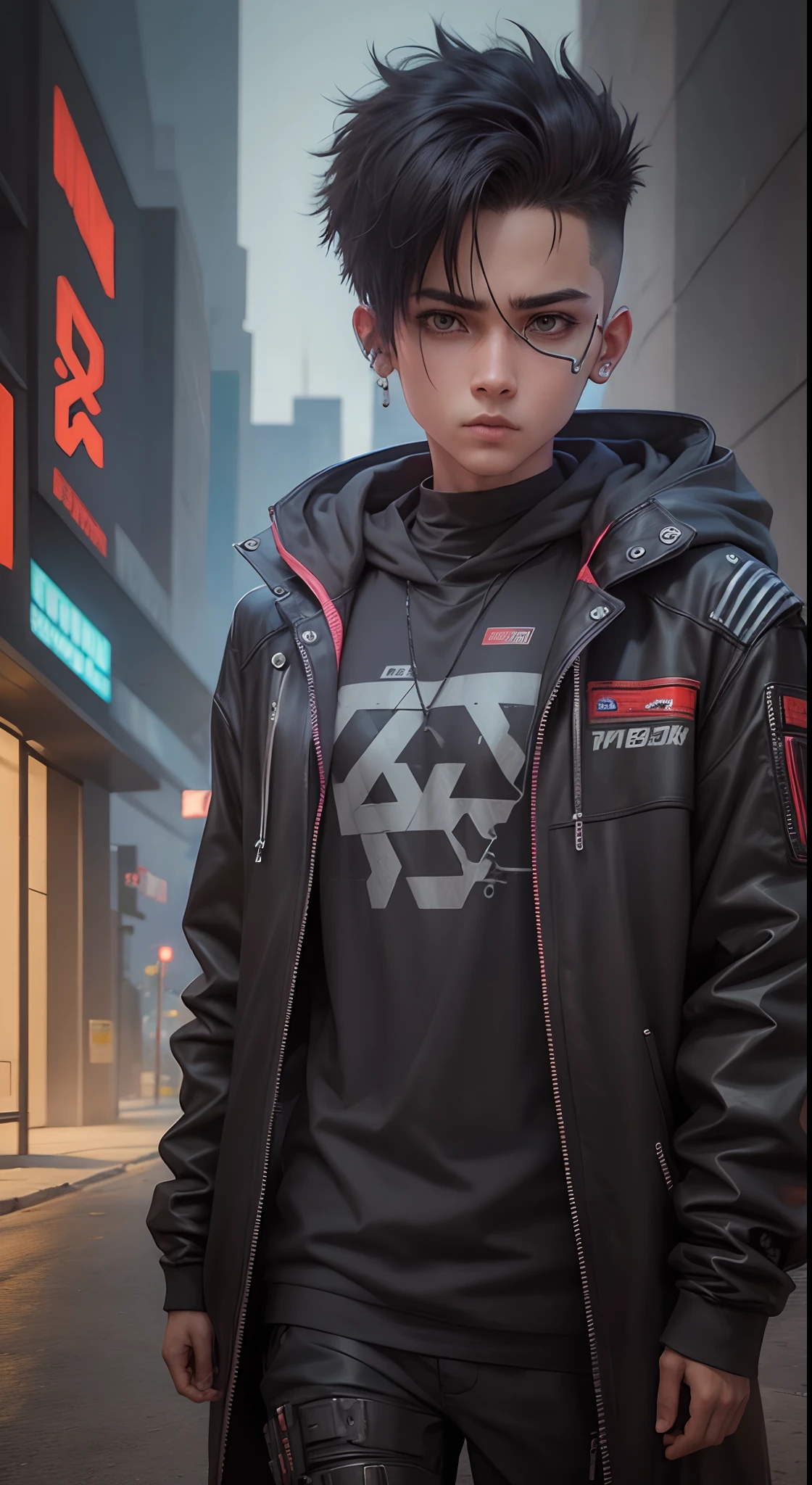 Chenge Background cyberpunk Boy, realistic face 8k ultra realistic