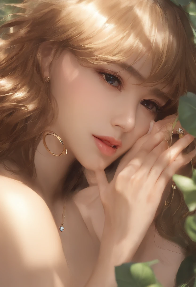 master, best quality, realistic, ultra-detailed, (boy) with perfect body), sexy features, (Handsome Korean announcer, (thin waist:0.5), muscular body, huge ass, legs open, ((touching a finger in her penis)), long brown hair, Straight hair), Detailed eyes, Double eyelid, Clean and tidy man, 1920s, gold hoop earrings, belly piercing