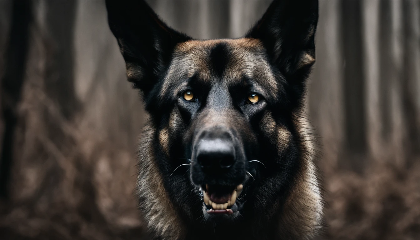 Angry silver dark Belgian malinois 