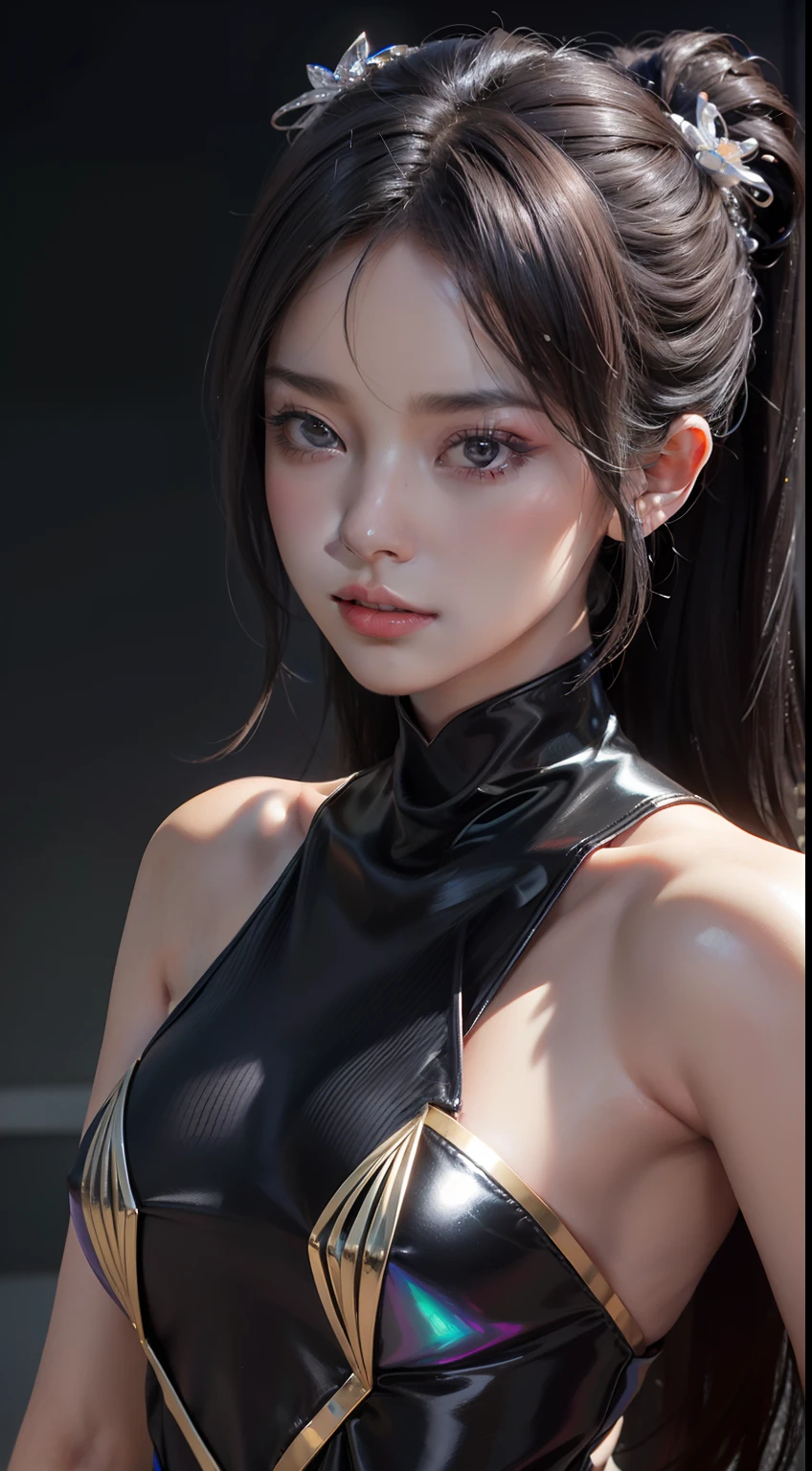 Nezuko Kamado Demon Slayer,melhor qualidade, obra-prima, Ultra alto nada, (fotorrealista: 1.4), foto crua, 1girl, cabelo preto liso longo, maquiagem, split lips, looking at the viewerHyperrealism detailed bio-fi genetics geisha transcendence belle navigator, moda apical, sombreamento facial perfeito, esthetic, revestimento de cobre preto vanta claro, brilho dourado brilhante, conectando cabelos brilhantes e fluidos, glifos QR-Code, radioactive prismatic molecules, pinceladas impressionistas suaves, cor sublime sutil, textura do tecido, corte apertado, cores silenciadas, pintura de retrato, action pose, preencher toda a imagem, ricos detalhes hiper, Vivid global light, 3D imaculado 8K elegante, Perfect composition of the inventor, sombra realista impressionante, WLOP, arte conceitual sinistra profissional, uma pintura digital intrincada, elegante, altamente detalhada, arte conceitual, smooth and sharp focus, illustration, Sem estilo Jackson Pollock, sexy nudes SEIOS a mostra