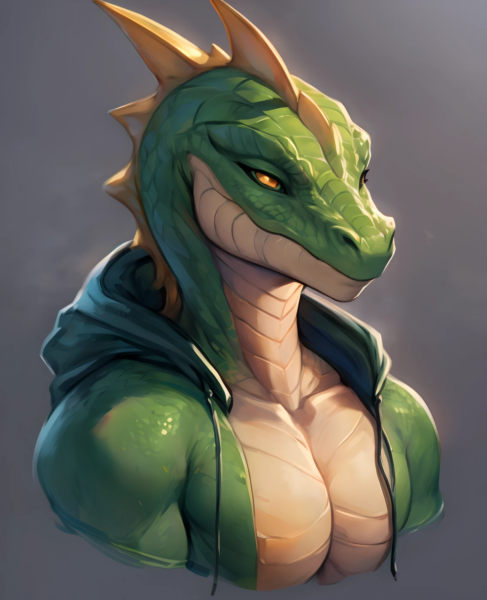 (green lizard, scalie, black hoodie, famale, ), high quality, uploaded on e621, (by barstika,by cutesexyrobutts ,by hioshiru ,best quality, 3d)