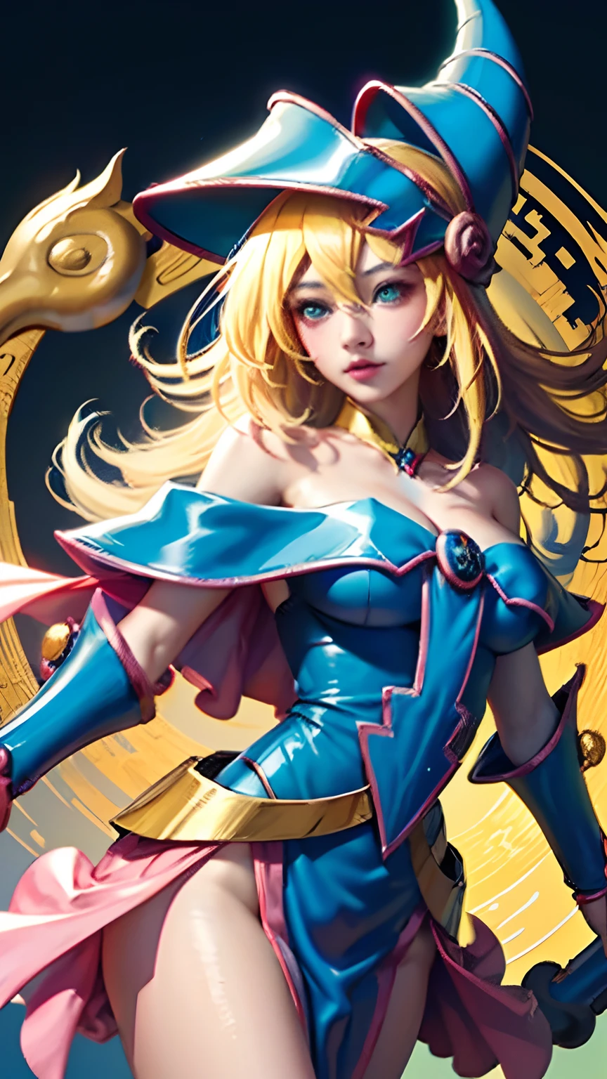 Arte oficial, fondos de pantalla unificados de 8K, ultra detallado, Beautiful and Aesthetic, obra maestra, mejor calidad, (Zentangle, Tangle, Entangle), (arte fractal: 1.4), 1girl dark magician girl, cabello rubio, chino, hombros desnudos, falda corta, becerro, ombligo, muy detallado, Angle Dynamic, cowboyshot, (chaos in a more beautiful way), fluyendo, (colores brillantes), oc, (mitad: 1.2), china, (cielo volador de thangka: 1.5), (cinta: 1.3), (dream: 1.5), (hanfu: 1.5), Chinese dragon, Chinese phoenix, (sonrisa: 0.5), (deidad china), dark magician girl Chinese dragon tamer