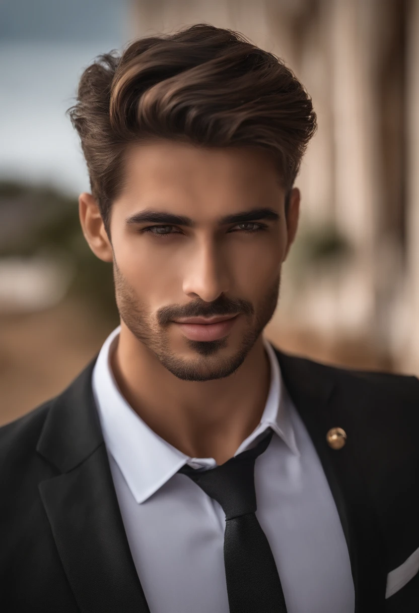 melhor qualidade,ultra detalhado,realista:1.37,Homem bonito,Rosto bonito,Olhos detalhados cor de mel,maxilar forte,Barba de barba,Sorriso encantador, na praia ,Cabelo elegante,Raspar,Postura segura,cavalo,Visual cativante,bem arrumado,profissional,Template-like appearance,vivid colors,studio lighting,tom de cor quente,Meio:retrato,alexandre o grande