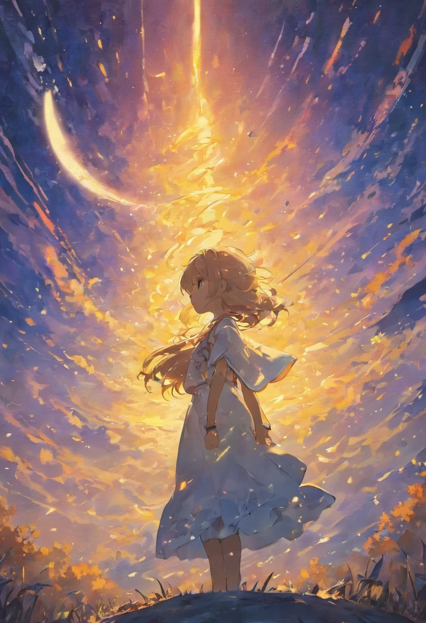 criar uma sequencia de imagens aonde temos o sol e a lua em estilo de pintura a oleo com uma paisagem aonde temos os dois em uma linguagem infantil