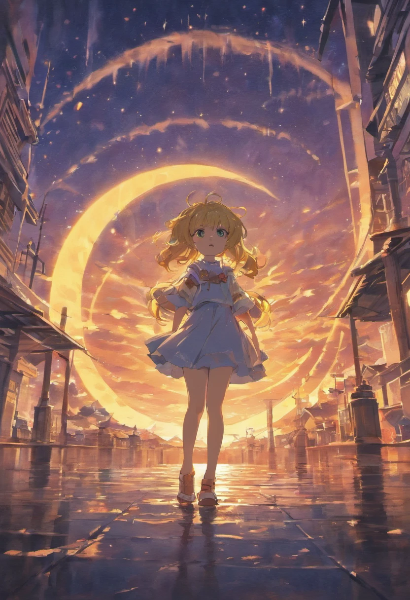 criar uma sequencia de imagens aonde temos o sol e a lua em estilo de pintura a oleo com uma paisagem aonde temos os dois em uma linguagem infantil
