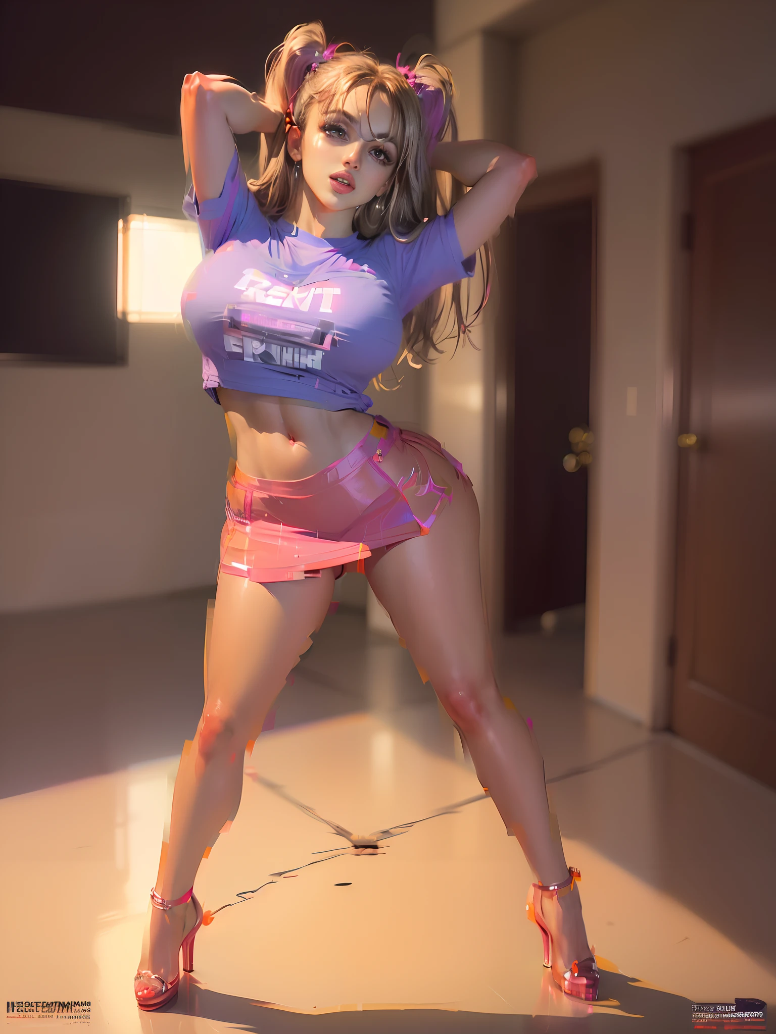retrato (Solitario (Britney Spears) wearing skintight (Camiseta sin mangas blanca) y (Mini microfalda) (medias negras) (Stilettos)1.2) (Hooters), De pie en la arena abierta, (Enormes pechos), (Front view), (Tiro ultra gran angular:1.2) (fotorrealista:1.3) ((La mejor calidad)), (insanely detailed eyes iris), (cara extremadamente detallada), cinematic lighting, De color, Chica impresionante, La mejor calidad, ultra-high-resolution, (fotorrealista:1.4),