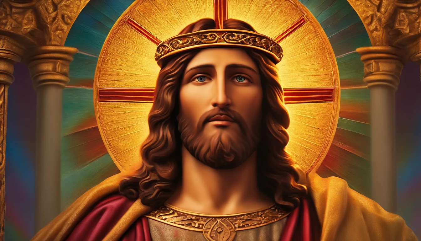 Jesus Cristo olhando um pouco para o alto e alguns discipulos ao fundo, realismo e drama