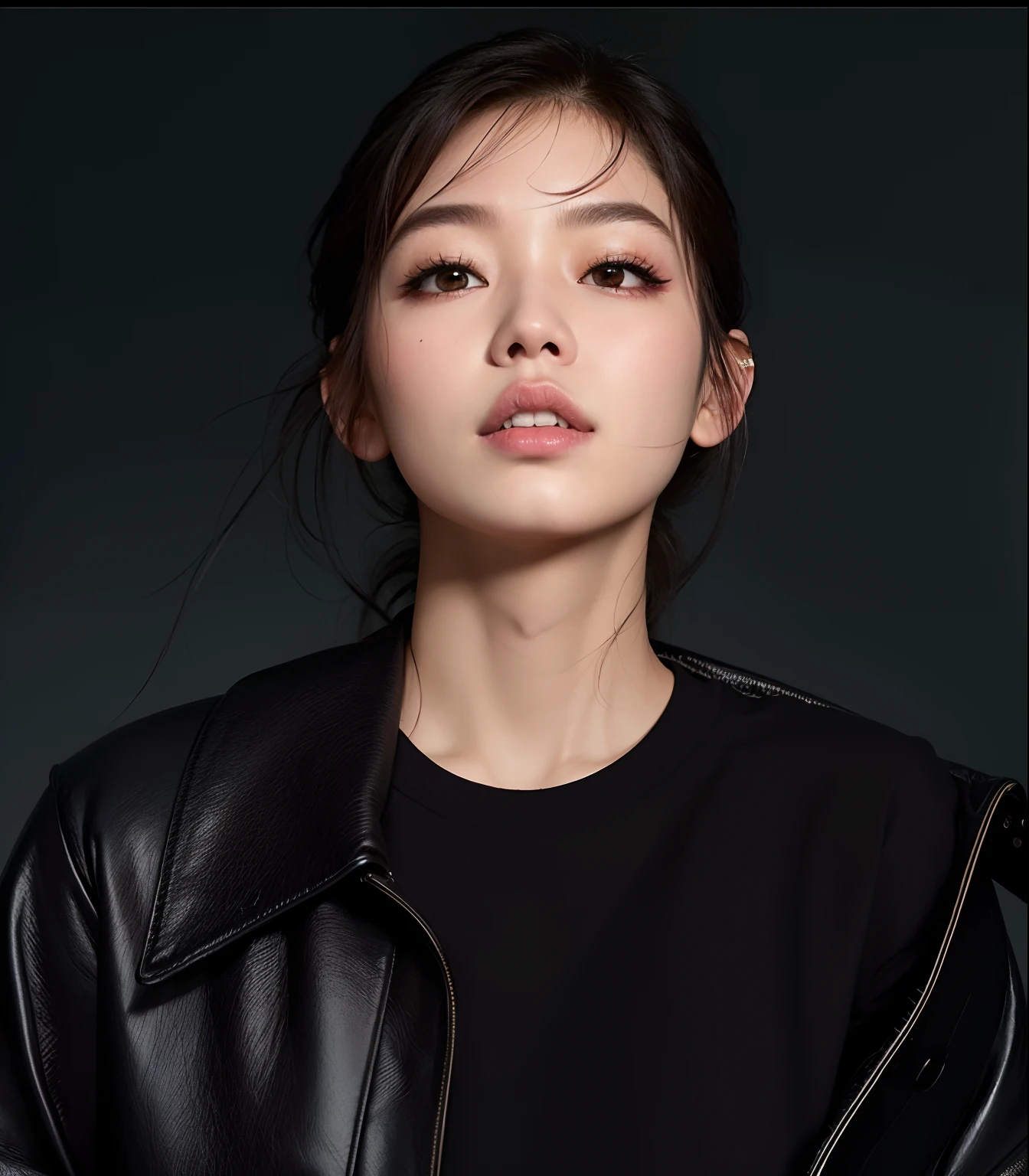 um close up de uma mulher vestindo uma jaqueta de couro preta, Jennie Blackpink, Parque Roseanne do Blackpink, Lee Ji - Eun, Lee Ji-eun, Lulu Chen, Parque Ji-min, Heonhwa Choe, Shin min jeong, yun ling, atriz da Coreia, Gongbi, linda mulher coreana jovem, Lalisa Manobal, Mulher sul-coreana bonita