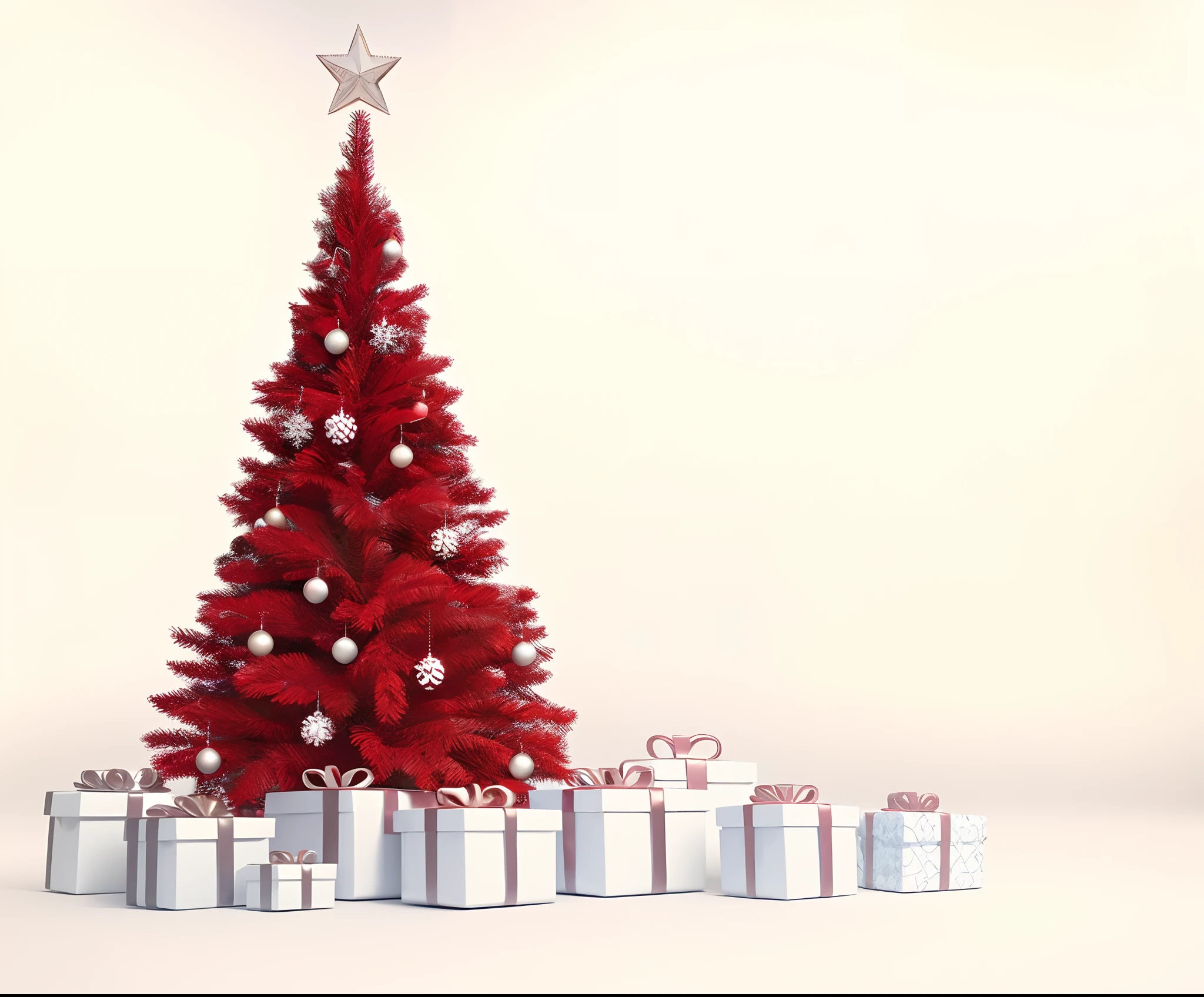 There's a Christmas tree and presents in front of a Christmas tree, holiday season, Apresenta, Christmas tree, feriado, iStock, imagem renderizada, Natal, Presente, renderizado, Processado, photo illustration, Shutterstock, imagem detalhada, Santa, Noite de Natal, giving gifts to people, brazi, um hiper realista, photo rendering, Foto de Stock, alegria, muito intenso