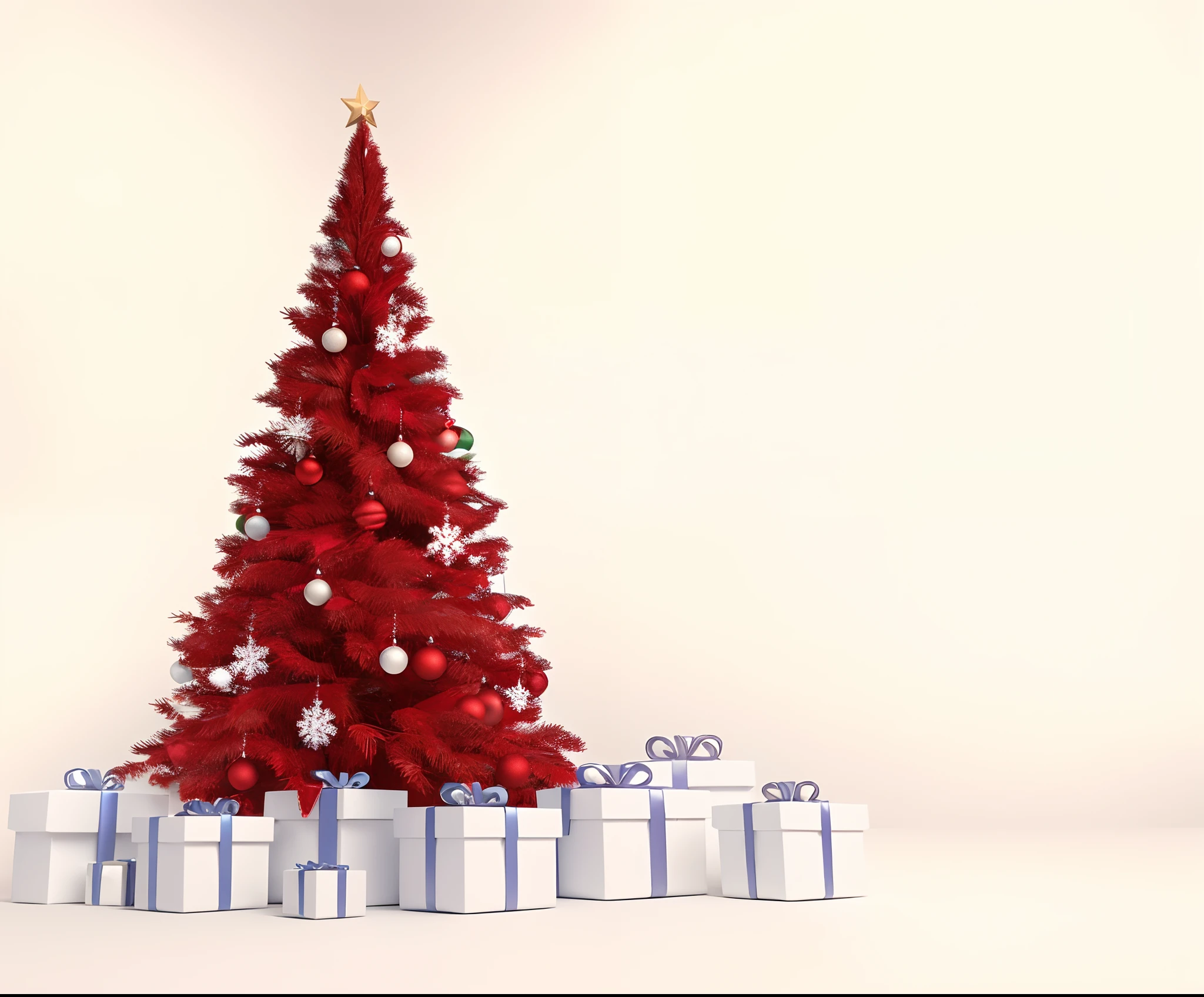 There's a Christmas tree and presents in front of a Christmas tree, holiday season, Apresenta, Christmas tree, feriado, iStock, imagem renderizada, Natal, Presente, renderizado, Processado, photo illustration, Shutterstock, imagem detalhada, Santa, Noite de Natal, giving gifts to people, brazi, um hiper realista, photo rendering, Foto de Stock, alegria, muito intenso