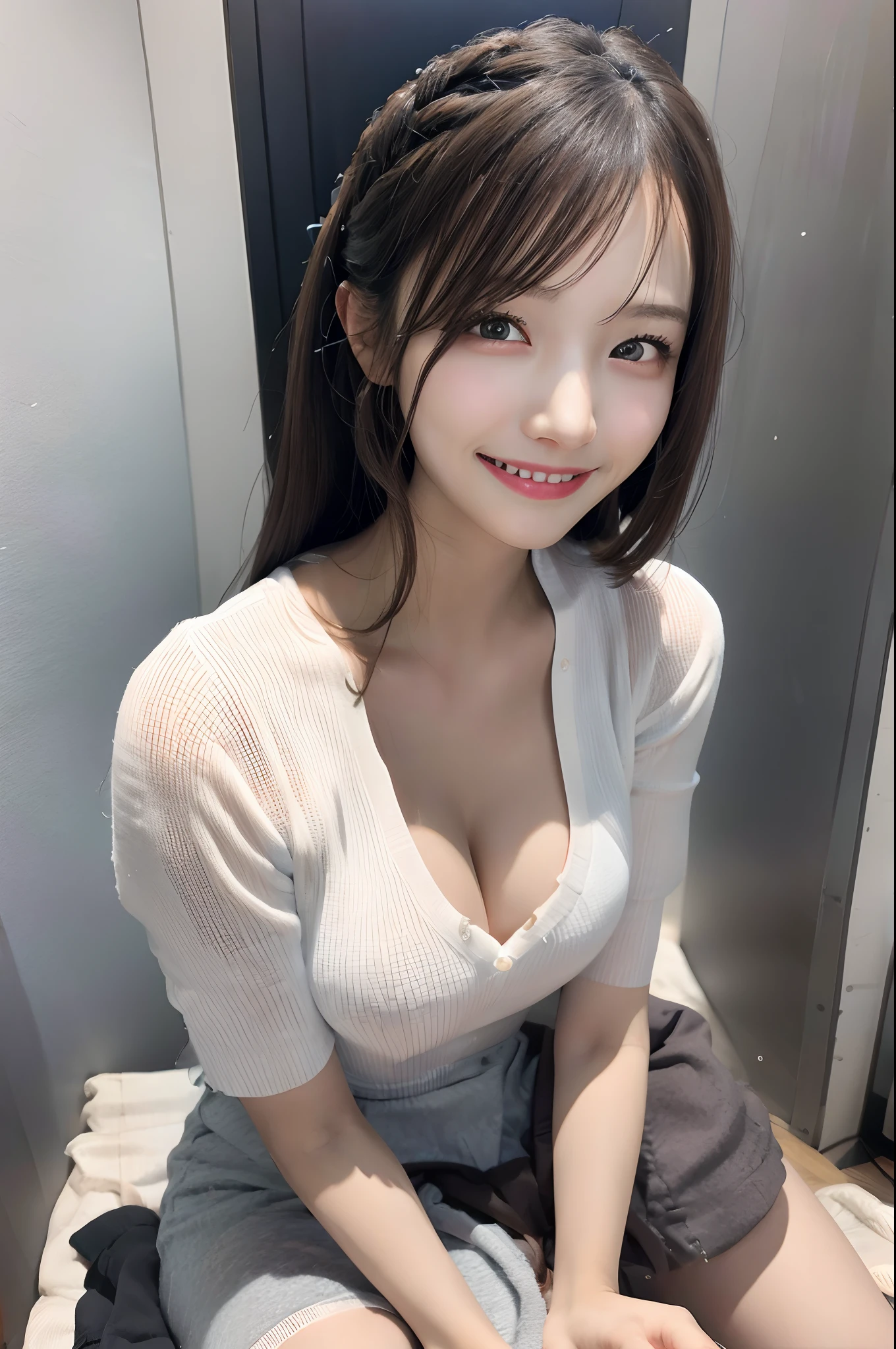1 girl, smile, no makeup