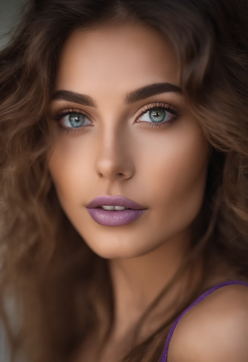 Arafed woman with matching tank top and panties, fille sexy aux yeux bleus, Portrait Sophie Mudd, cheveux bruns et grands yeux, selfie of a young woman, Yeux de chambre, Violet Myers, sans maquillage, maquillage naturel, looking straight at camera, Visage avec Artgram, Maquillage subtil, Superbe photo du corps entier, clivage, au centre commercial