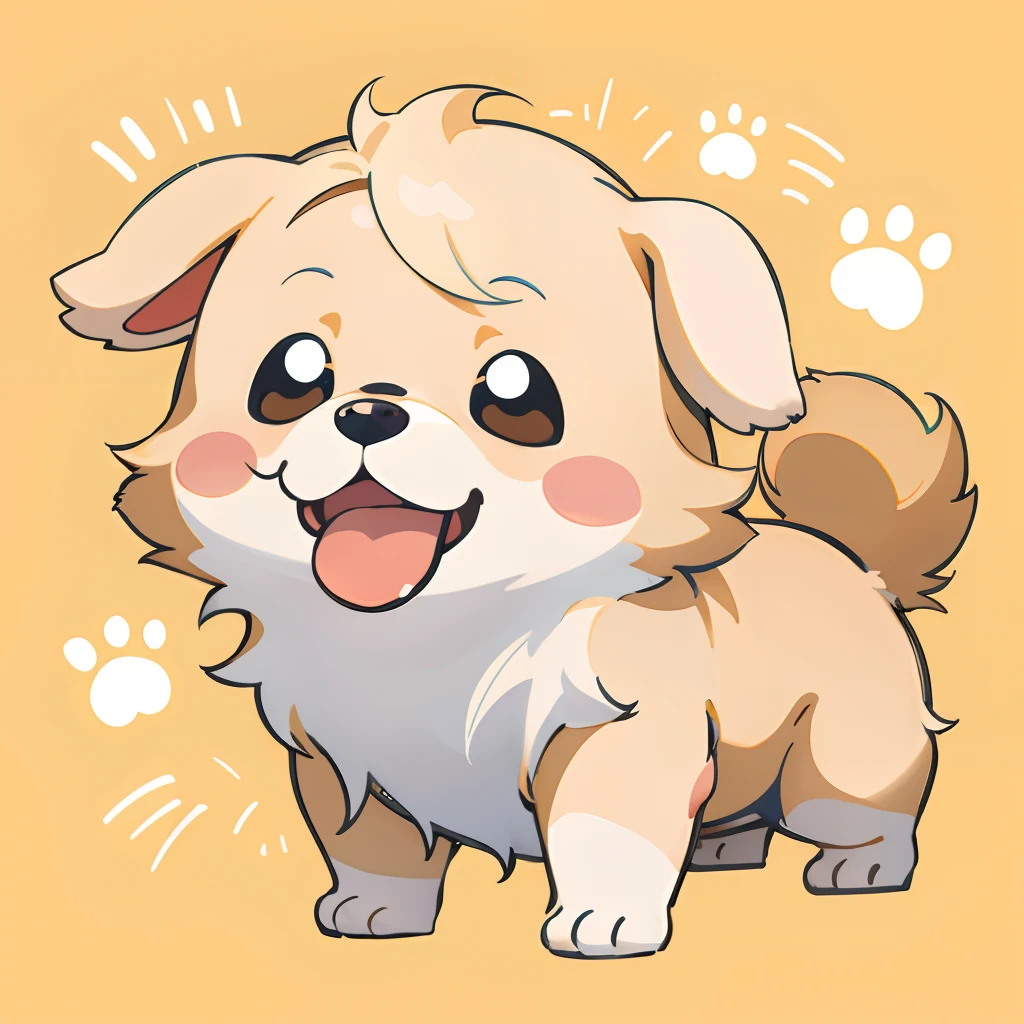 Baby Golden Retriever,One puppy、 official artwork, , Lori, anime style portrait, anime moe art style, 2 d anime style, Cute art style, Stylized anime, Anime Art Style, Anime style. 8K, anime style 4 k, Anime Art Style, digital anime art!!、White puppy、fluffly、Baby Golden Retriever、blanche、Vigorous、A charming smile、Deformed puppy、raise the front paws、Deformed puppy、dynamicposes、((masterpiece))、(((top-quality))、Chibi Chara、