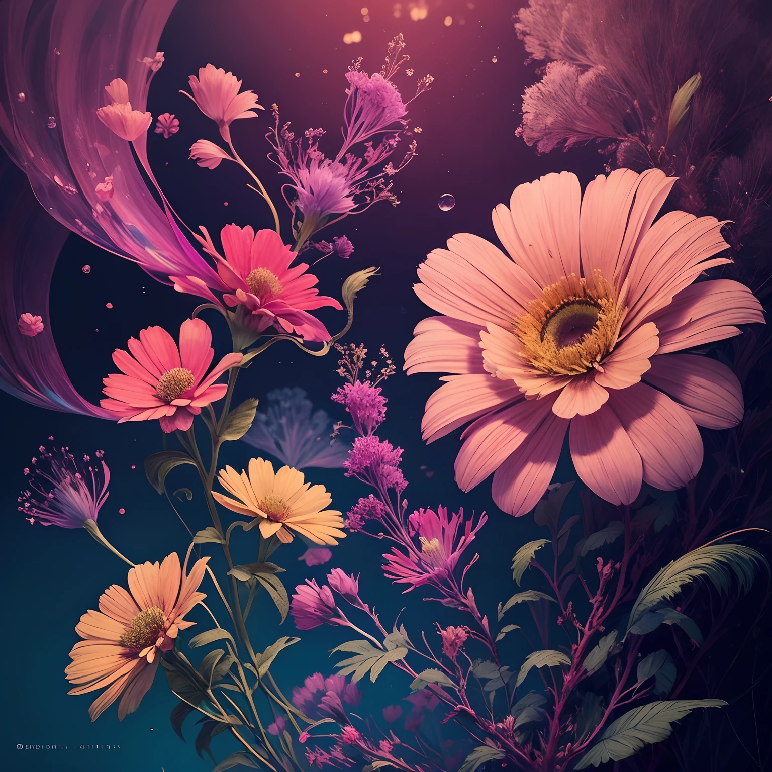 Realistic Flower Cosmos:1.5,Beautiful feathers:1.3,top-quality,Best Quality,Beautiful and mysterious flowers,Extremely detailed,Fractal Art:1.3,Colorful:1.4,highest details,Zentangle:1.2,Dynamic,Abstract background:1.3