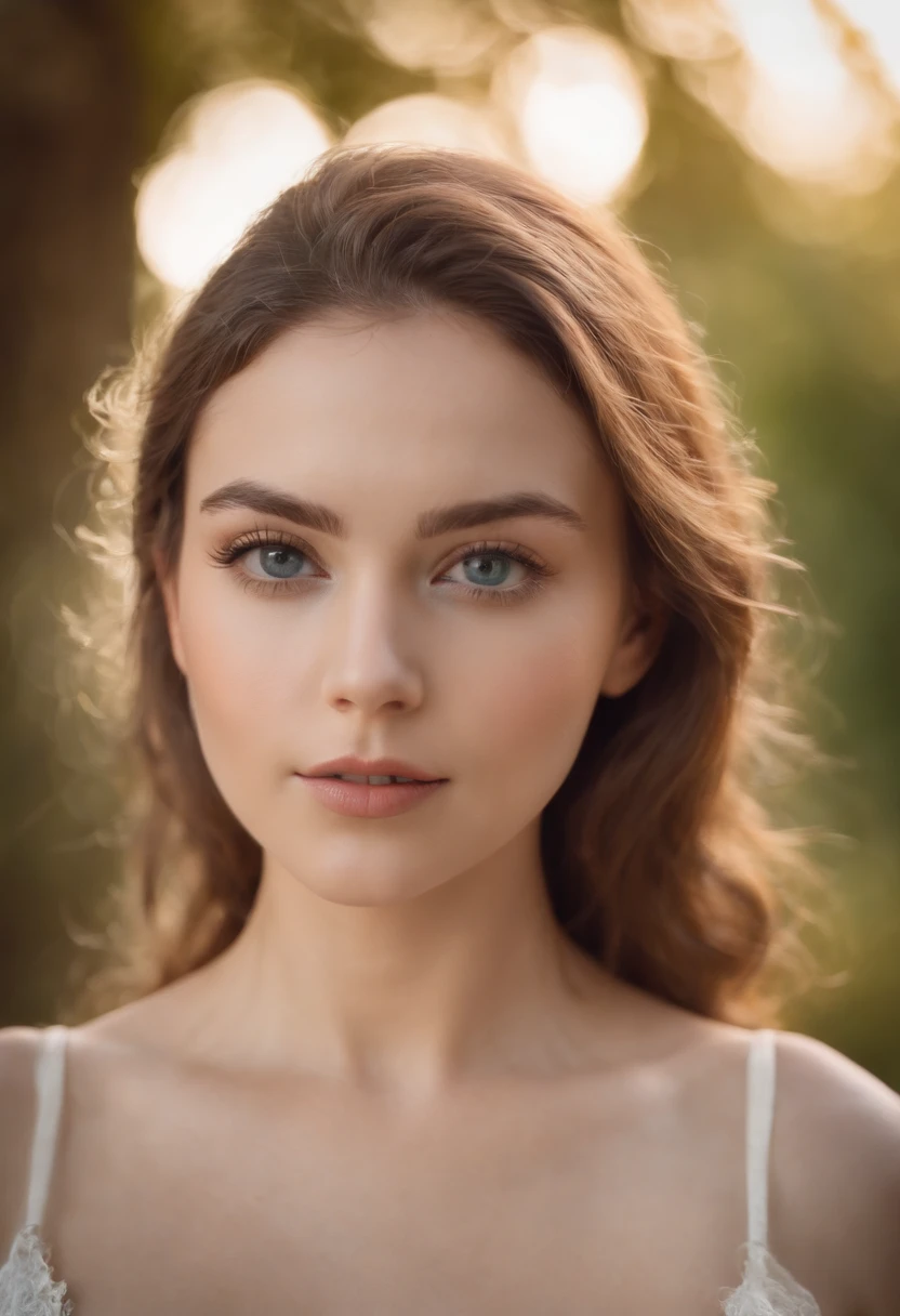 "Retrato de cuerpo entero de una chica encantadora con cabello rizado, small figure, Cara hermosa, Cautivadores ojos azules, and modest bust size, mostrando su belleza natural."