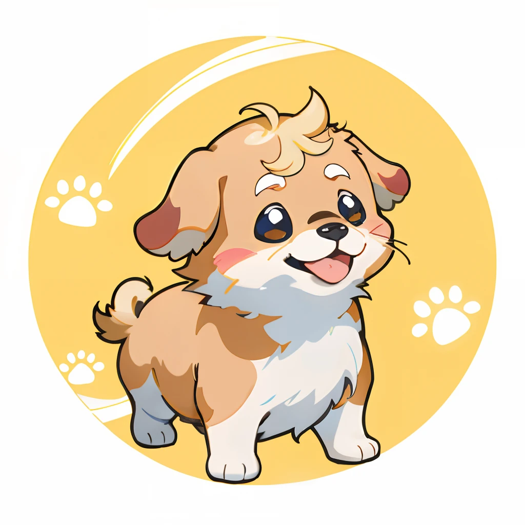 Baby Golden Retriever,One puppy、 official artwork, , Lori, anime style portrait, anime moe art style, 2 d anime style, Cute art style, Stylized anime, Anime Art Style, Anime style. 8K, anime style 4 k, Anime Art Style, digital anime art!!、White puppy、fluffly、Baby Golden Retriever、blanche、Vigorous、A charming smile、Deformed puppy、raise the front paws、Deformed puppy、dynamicposes、((​masterpiece))、(((top-quality))、Chibi Chara、