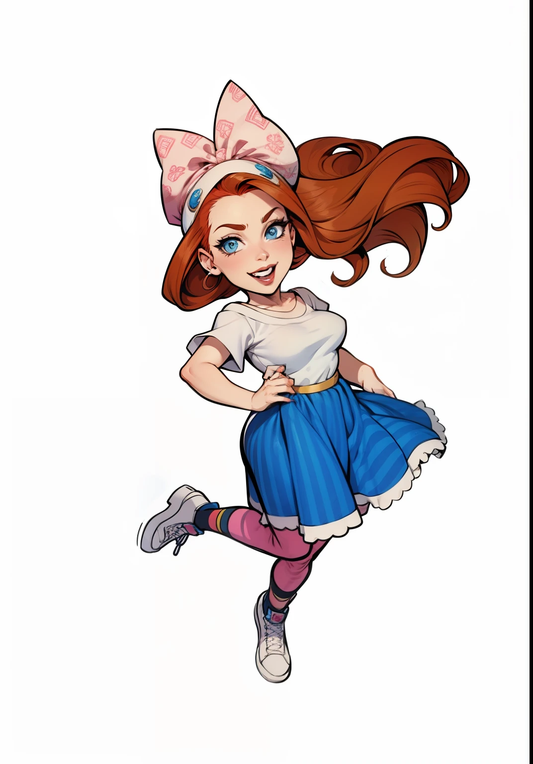 Illustration woman in cartoon style, ruiva.