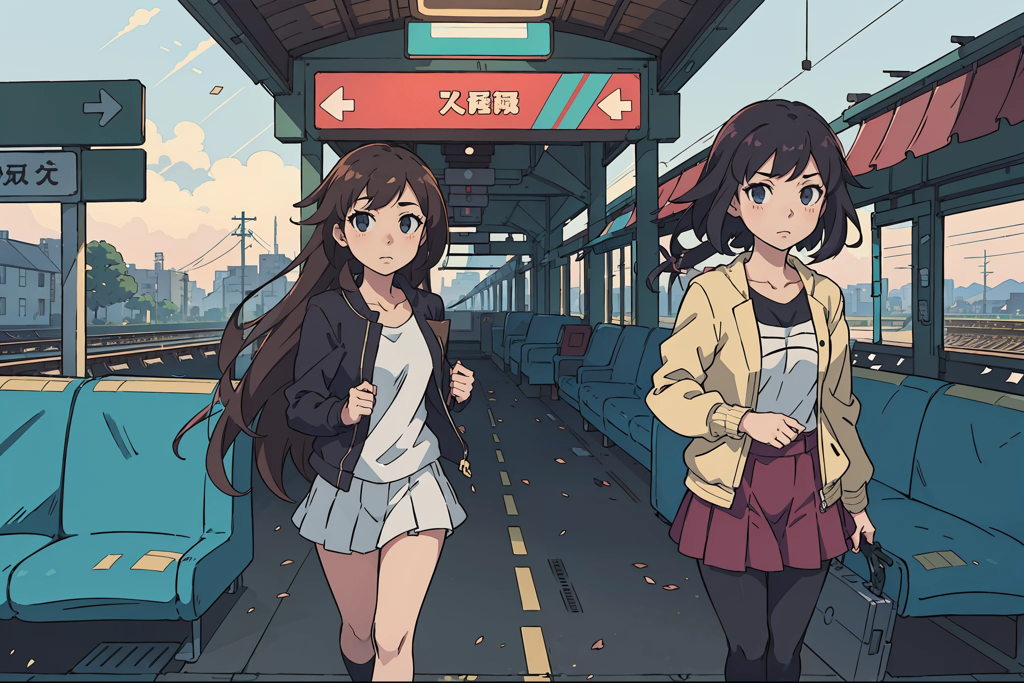 anime girl with long hair walking on a train platform, kantai collection style, railgun, konpeki no kantai, kantai collection arcade, kancolle, makoto shinkai style, anime visual of a cute girl, makoto shinkai art style, beautiful anime high school girl, anime style 4 k, official artwork, shinkai makoto