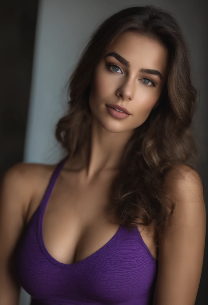 Arafed woman with tank top and donkey panties, fille Sexey aux yeux bruns, Portrait Sophie Mudd, cheveux bruns et grands yeux, selfie of a young woman, Yeux de chambre, Violet Myers, sans maquillage, maquillage naturel, looking straight at camera, Visage avec Artgram, Maquillage subtil, Superbe photo du corps entier, dans la chambre, clivage, tits, ass, Sexey, Sexe, levrette, position Sexee,