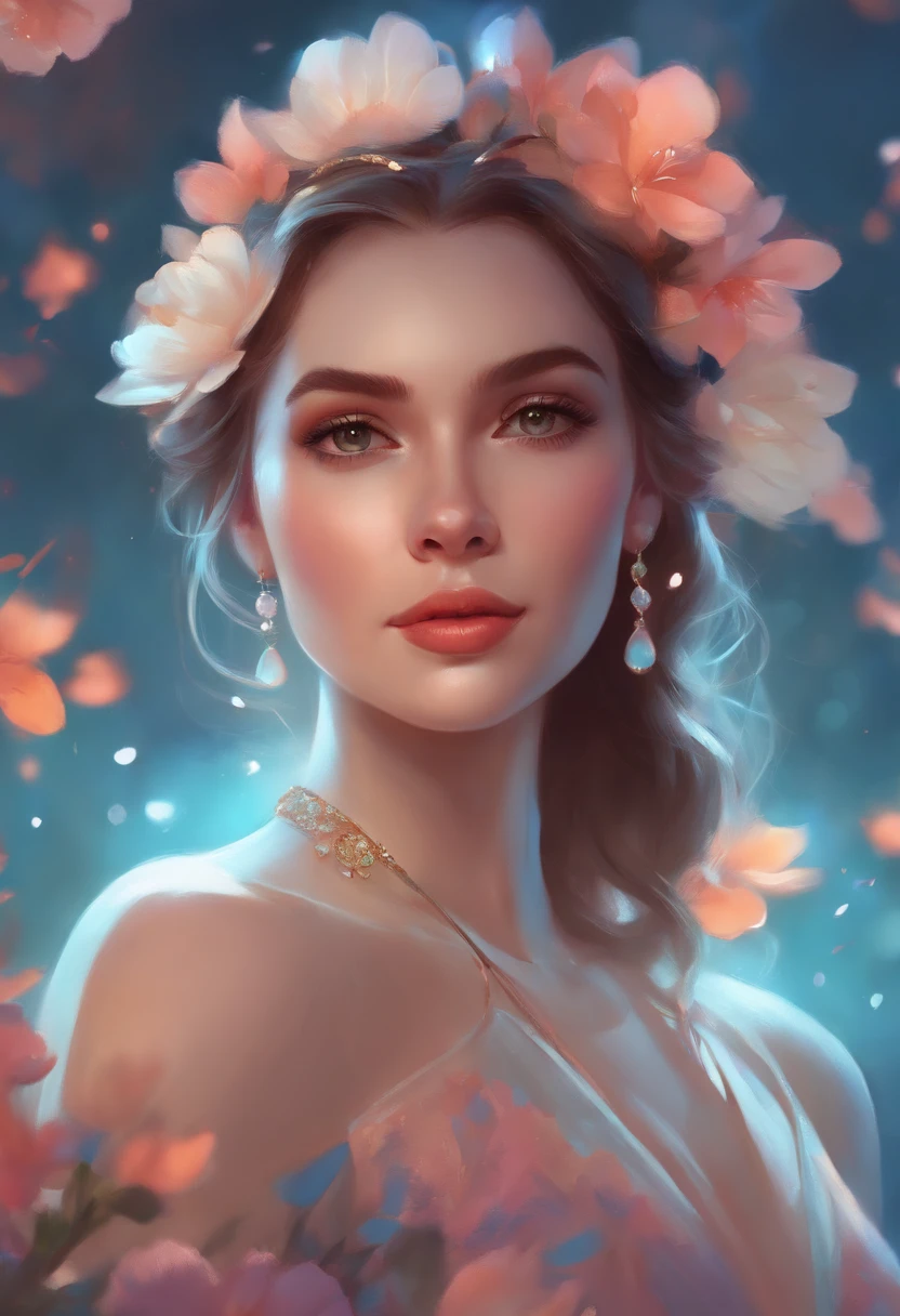 a close up of a beautiful young woman in a dress with flowers on her head, princess, rossdraws cartoon vibrant, rossdraws global illumination, beautiful digital illustration, lady with glowing flowers dress, beautiful sunset, artgerm and atey ghailan, beautiful digital artwork, rossdraws digital painting, beautiful character painting, colorful concept art, rossdraws pastel vibrant, fantasy art style, stylized digital art