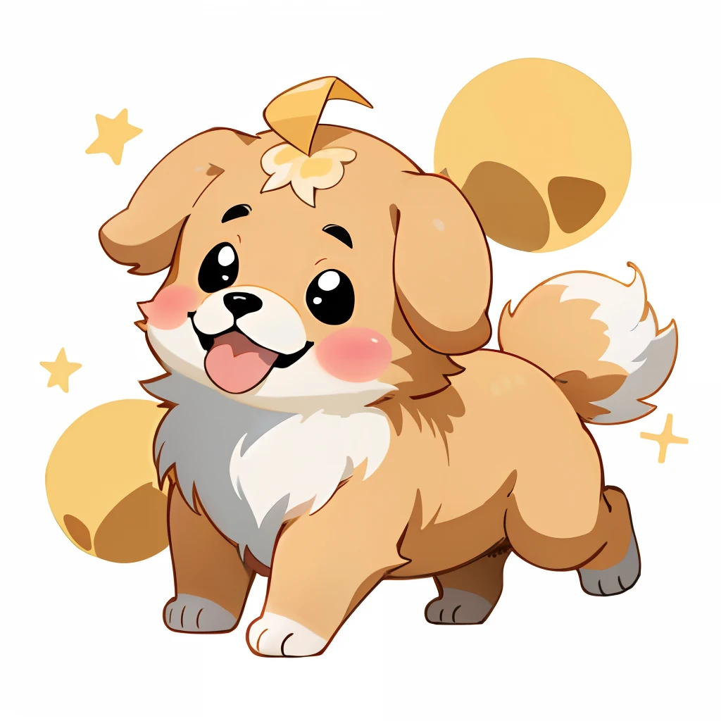 Baby Golden Retriever,One puppy、 official artwork, , Lori, anime style portrait, anime moe art style, 2 d anime style, Cute art style, Stylized anime, Anime Art Style, Anime style. 8K, anime style 4 k, Anime Art Style, digital anime art!!、White puppy、fluffly、Baby Golden Retriever、blanche、Vigorous、A charming smile、Deformed puppy、raise the front paws、Deformed puppy、dynamicposes、((masterpiece))、(((top-quality))、Chibi Chara、