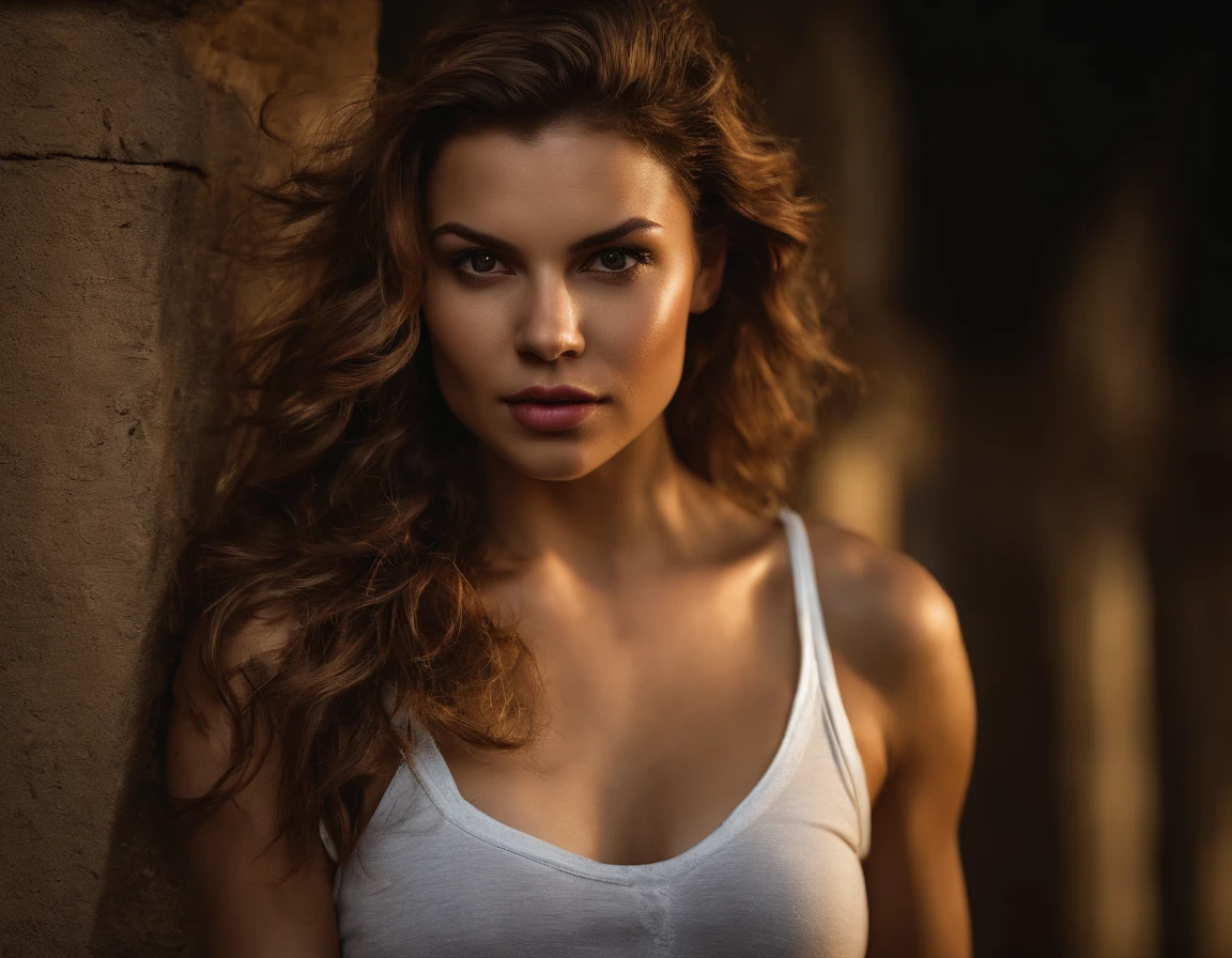 (melhor qualidade,alto:1.2),(ultra-detalhado),(Realistic:1.37),(HDR,UHD),(Physically-based rendering), (Hannah Murray como uma garota morena baixa sexy muscular em uma academia grungy),(topless),(lutando em na academia),(Deadly combat action), (retrato),(vivid colors),(tons escuros),(intense illumination),(metal textures), (neon lights),(dramatic angles),(janelas quebradas),(grafity),(Sparks),(Shattered concrete),(intense facial expressions), (suor pingando),(artes marciais),(olhares determinados),(adrenalina),(Combate feroz),(Fundos sinistros), (movimento desfocado),(tattoos on the left arm),(muscular physique),(Ambiente arenoso),(Poses fortes),(ciborgue),