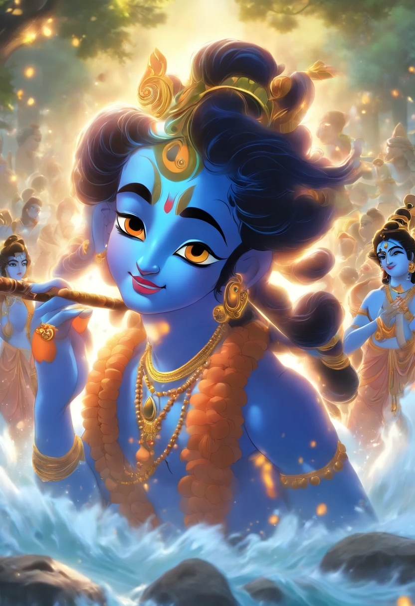 Lord little krishna playing in forest