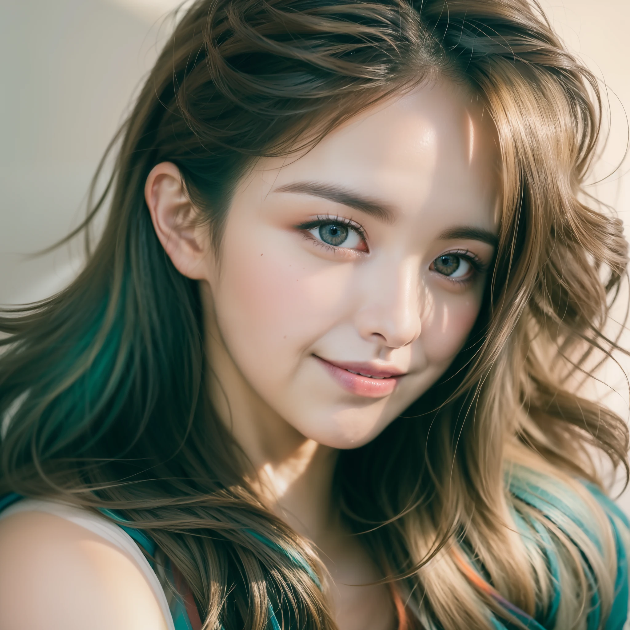 (Ultra Realistic), (Illustration), (Increased Resolution), (8K), (Extremely Detailed), (Best Illustration), (Beautiful and Detailed Eyes), (Best Quality), (Ultra Detailed), (Masterpiece ), ( wallpaper), (detailed face),a blond, Wavy hair,(hi-top fade:1.3), (Smiling broadly, bright look), dark theme, soothing tones, muted colors, High contrast, (Natural skin texture, hyperrealism, Soft light, edgy),exposure blend, medium shot, Bokeh, (HDR:1.4), High contrast, (films, teal and orange:0.85), (muted colors, faded colors, soothing tones:1.3), Low saturation, (hyperdetailed:1.2), (black:0.4)