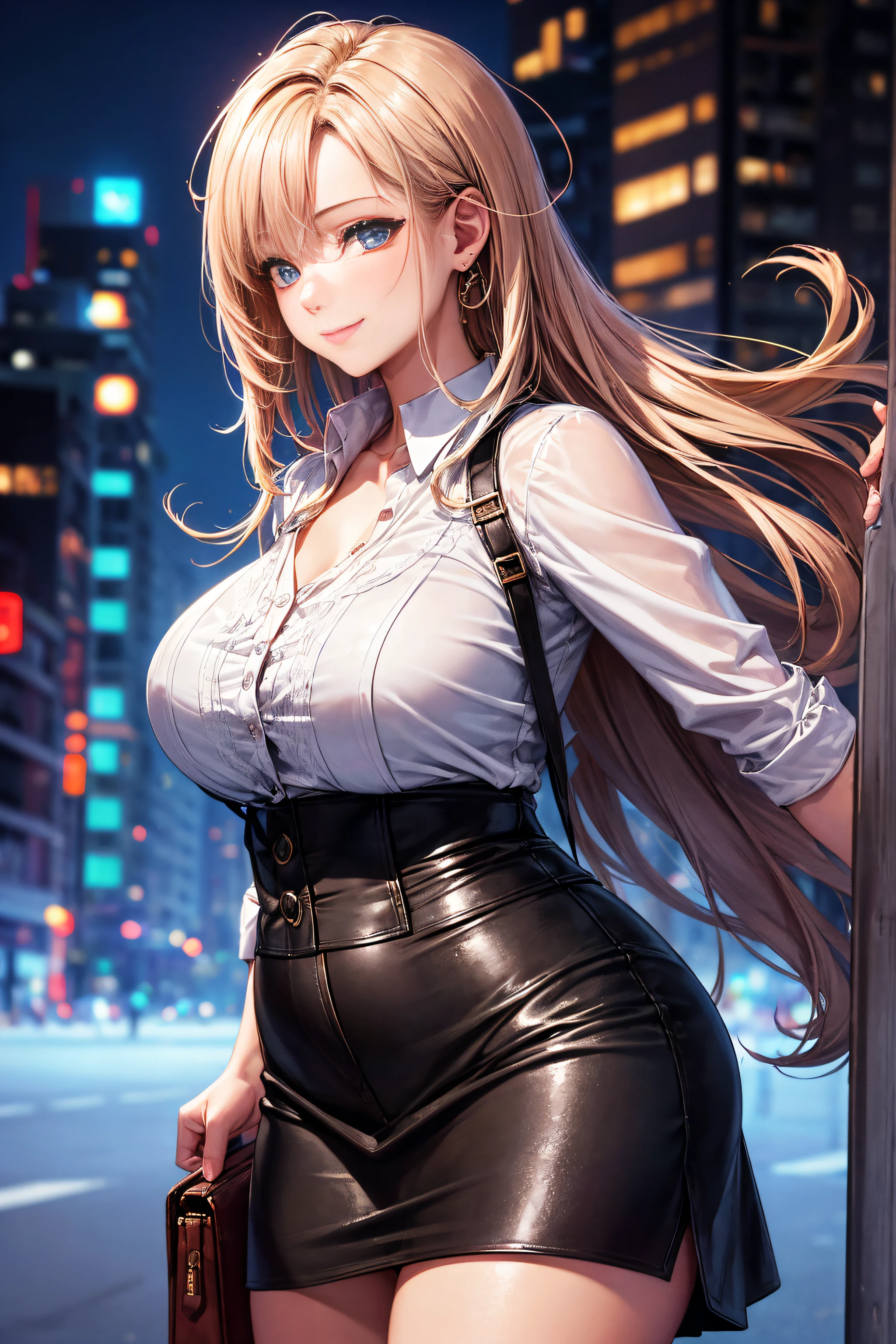 最high quality、best image quality、masterpiece、girl((20-year-old、 By becoming、vest bust、medium bust,wide open breast tea、shining eyes, blonde、long hair、thin,highest valley、ponytail、Very short shirt、short belly sports pants、cool pose、Please bring your smartphone、sweating、smile、forward leaning movement、diamond earrings、white gloves、cute pose)),high quality、beautiful art、background((Rooftop with great atmosphere at night、beautiful illumination))、Flight、debris flies、Depth of written boundary、movie、visual art、perfect art、8k,genuine、