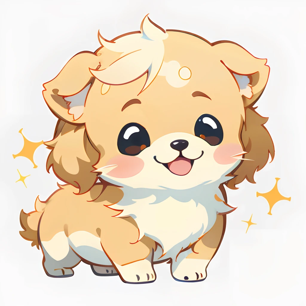Golden Retriever,One puppy、 official artwork, , Lori, anime style portrait, anime moe art style, 2 d anime style, Cute art style, Stylized anime, Anime Art Style, Anime style. 8K, anime style 4 k, Anime Art Style, digital anime art!!、White puppy、fluffly、Baby Golden Retriever、blanche、Vigorous、A charming smile、Deformed puppy、raise the front paws、Deformed puppy、dynamicposes、((masterpiece))、(((top-quality))、Chibi Chara、