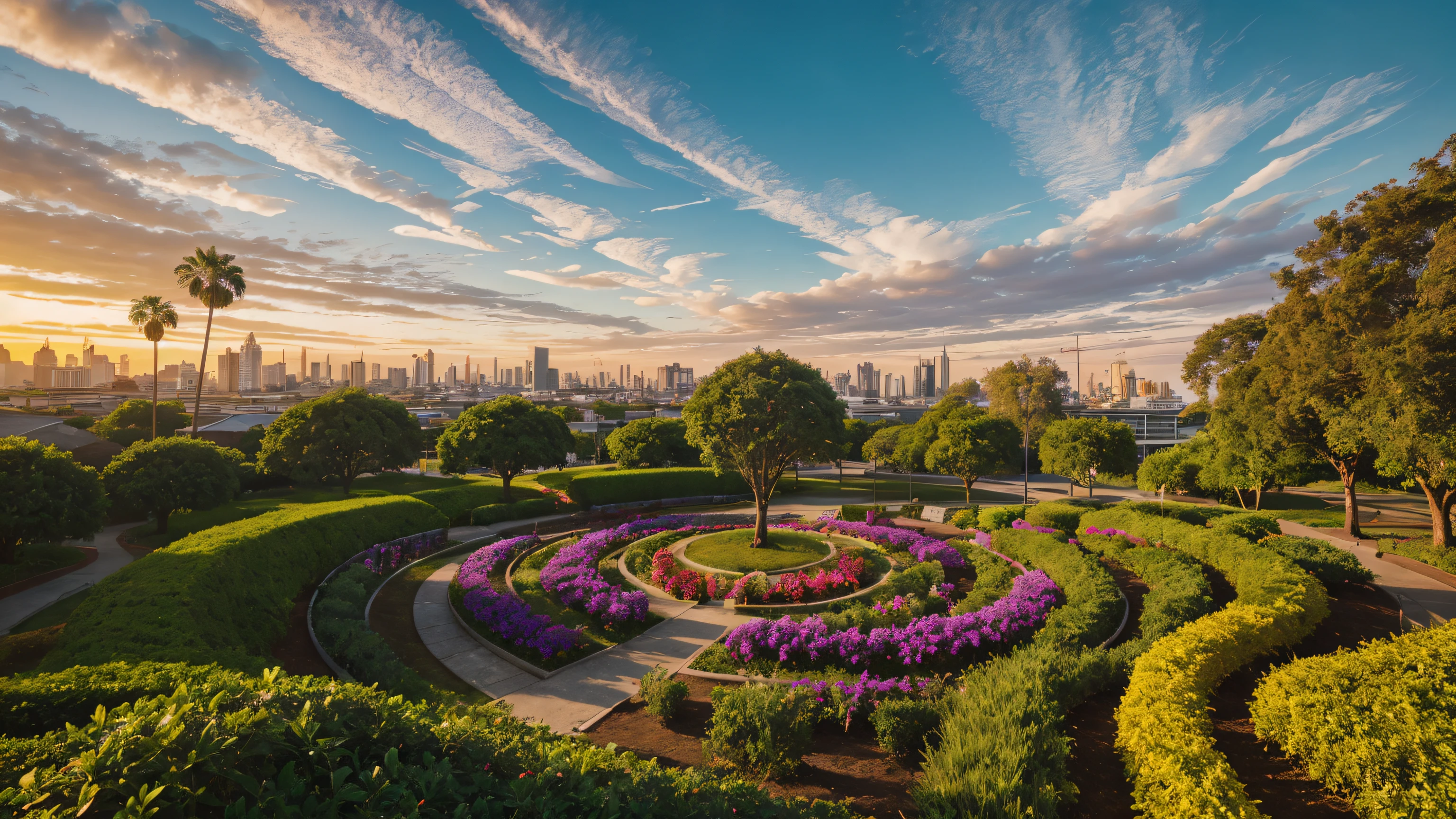 stunning scenery, surreal lighting, extremely extravagant lighting, vivid color, beautiful scenery, urban park, afternoon, vegetacion, natural