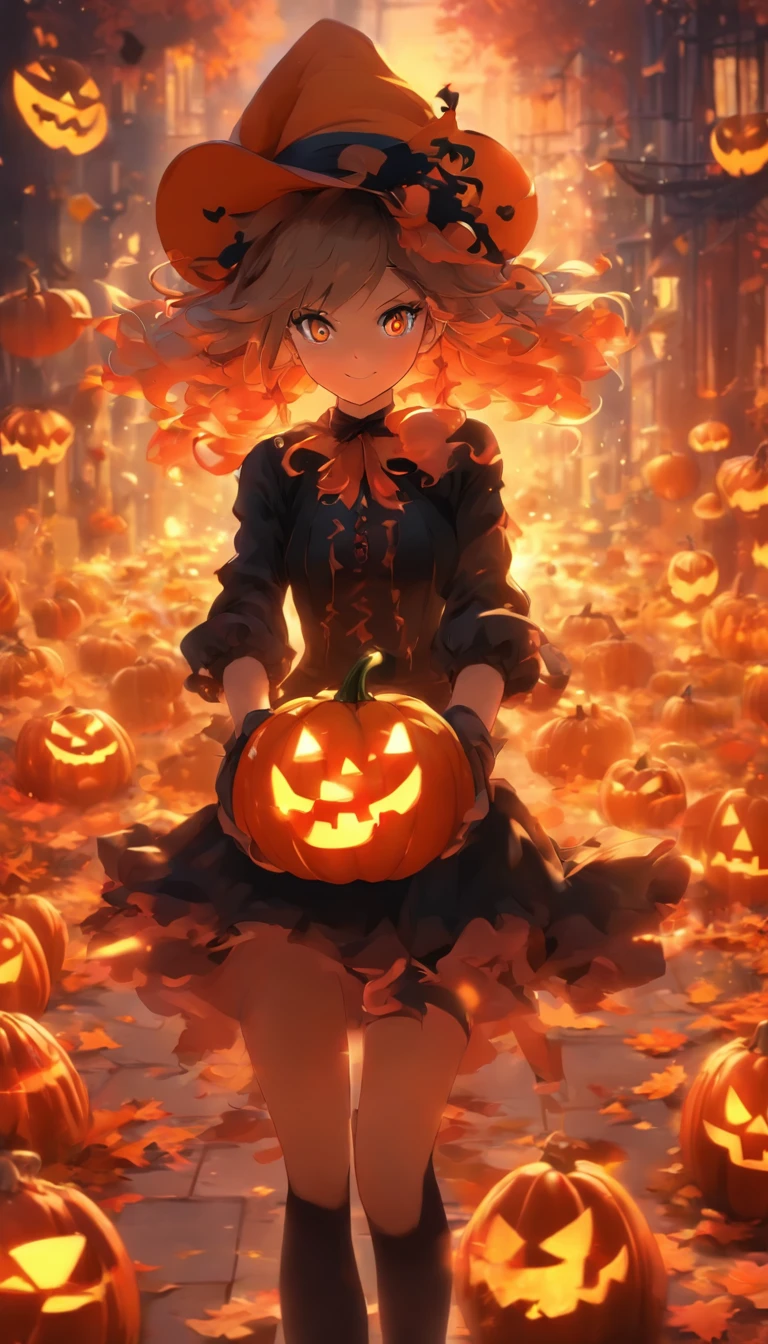 anime girl with a pumpkin hat and a black top, halloween art style, mechanized witch girl, best anime 4k konachan wallpaper, anime art wallpaper 4k, anime art wallpaper 4 k, halloween theme, 4k anime wallpaper, anime art wallpaper 8 k, anime style 4 k, anime wallpaper 4k, anime wallpaper 4 k